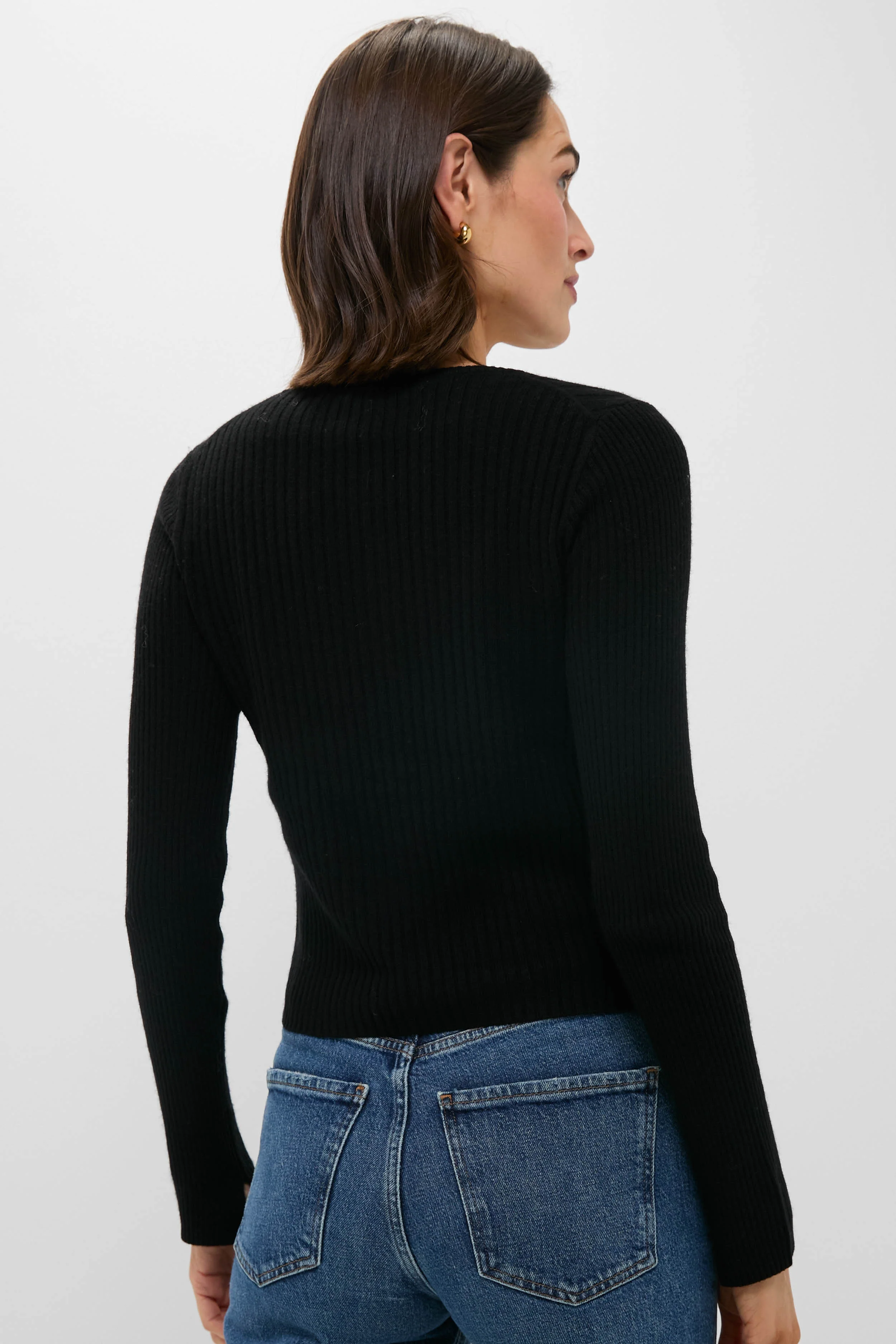 Black Kristin Ribbed Cardigan - Image 4