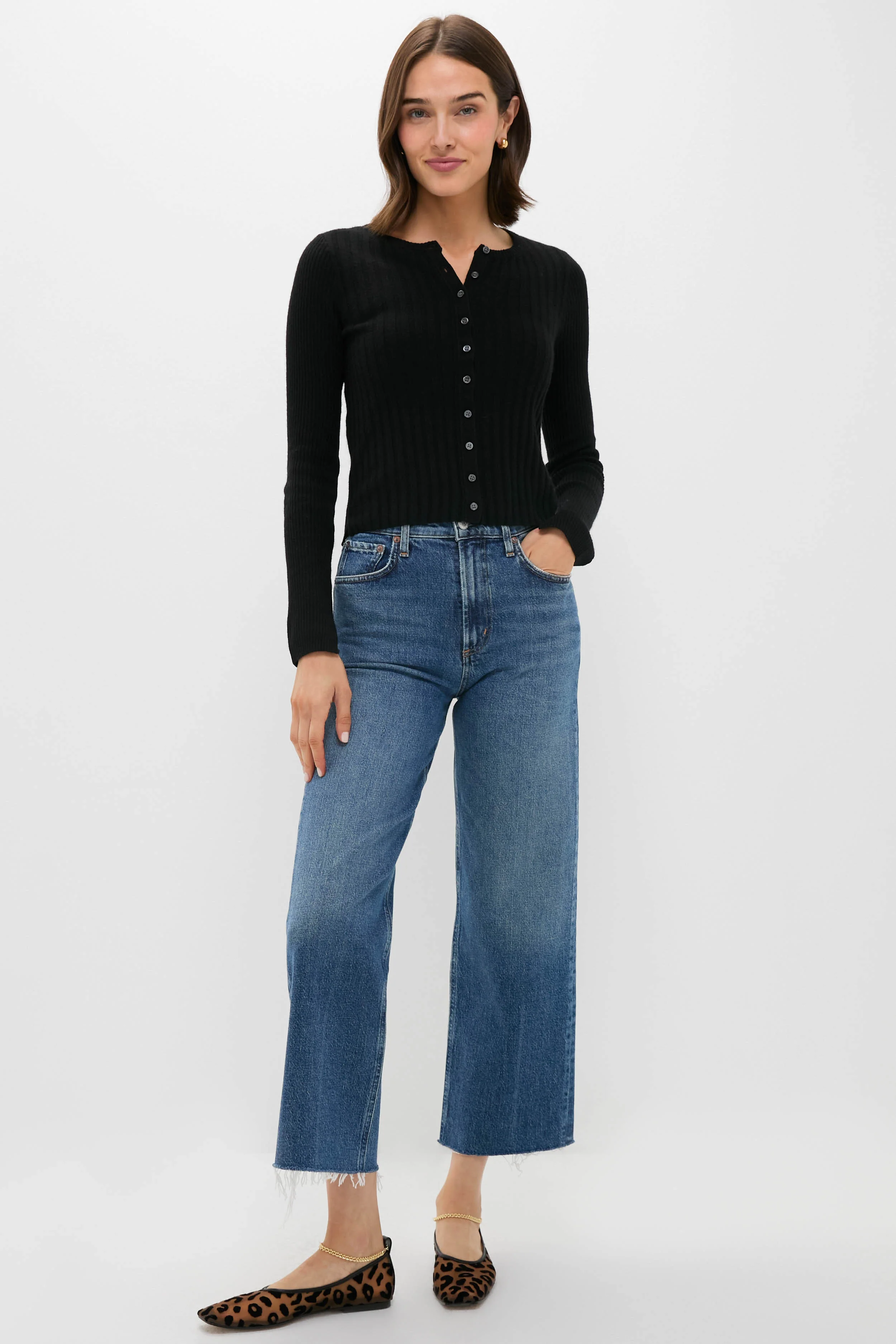 Black Kristin Ribbed Cardigan - Image 6