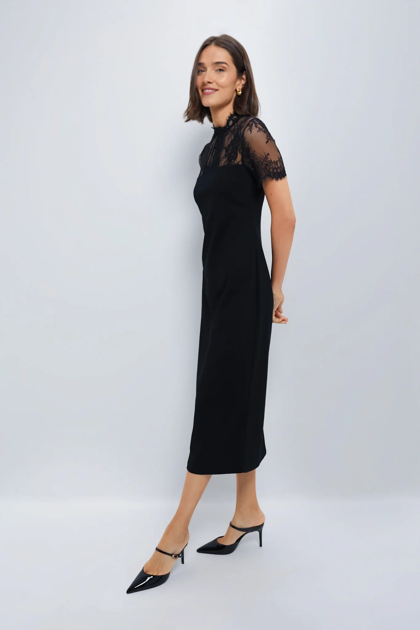Black Lace Agatha Midi Dress - Image 3