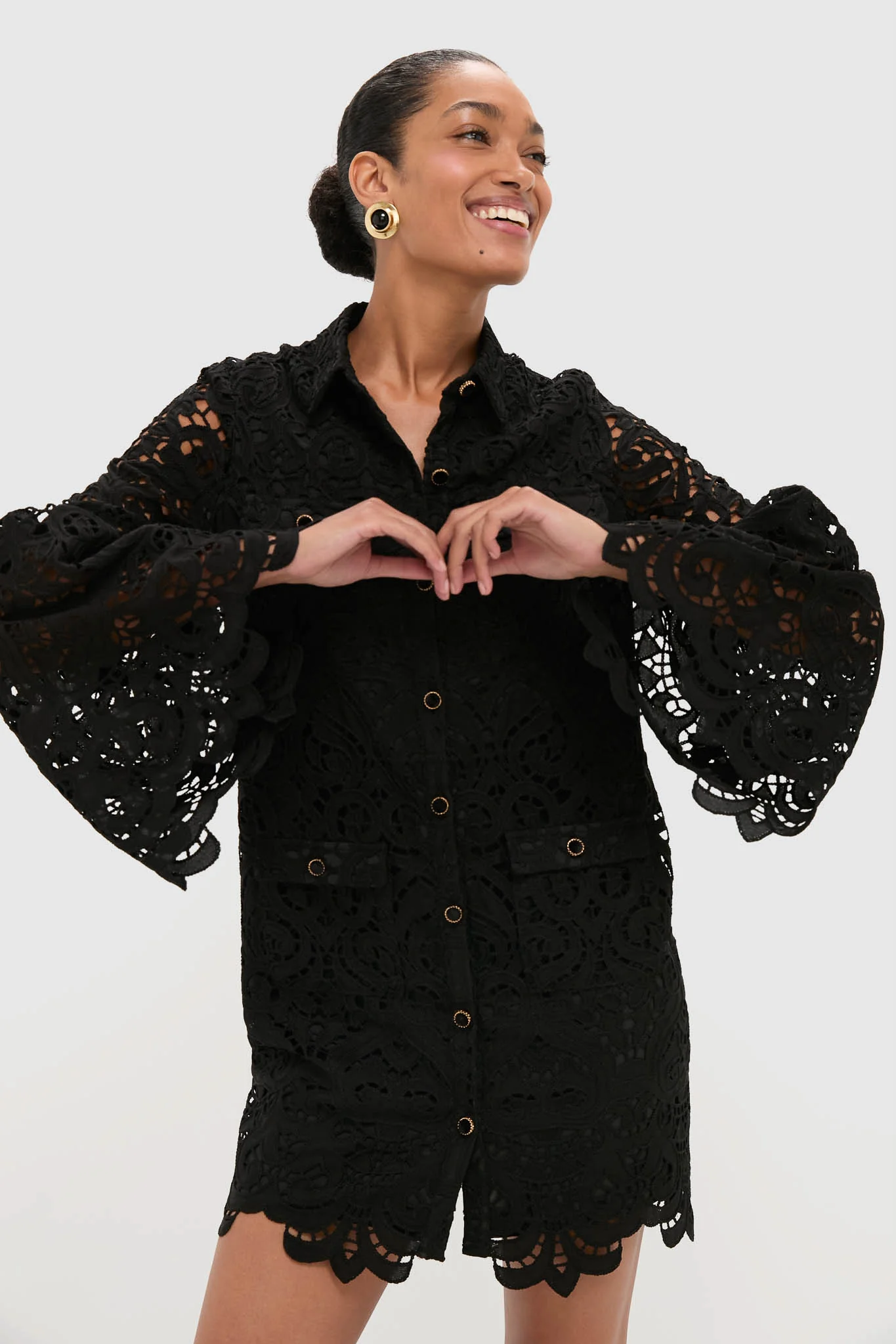 Black Lace Long Sleeve Rachael Mini Dress
