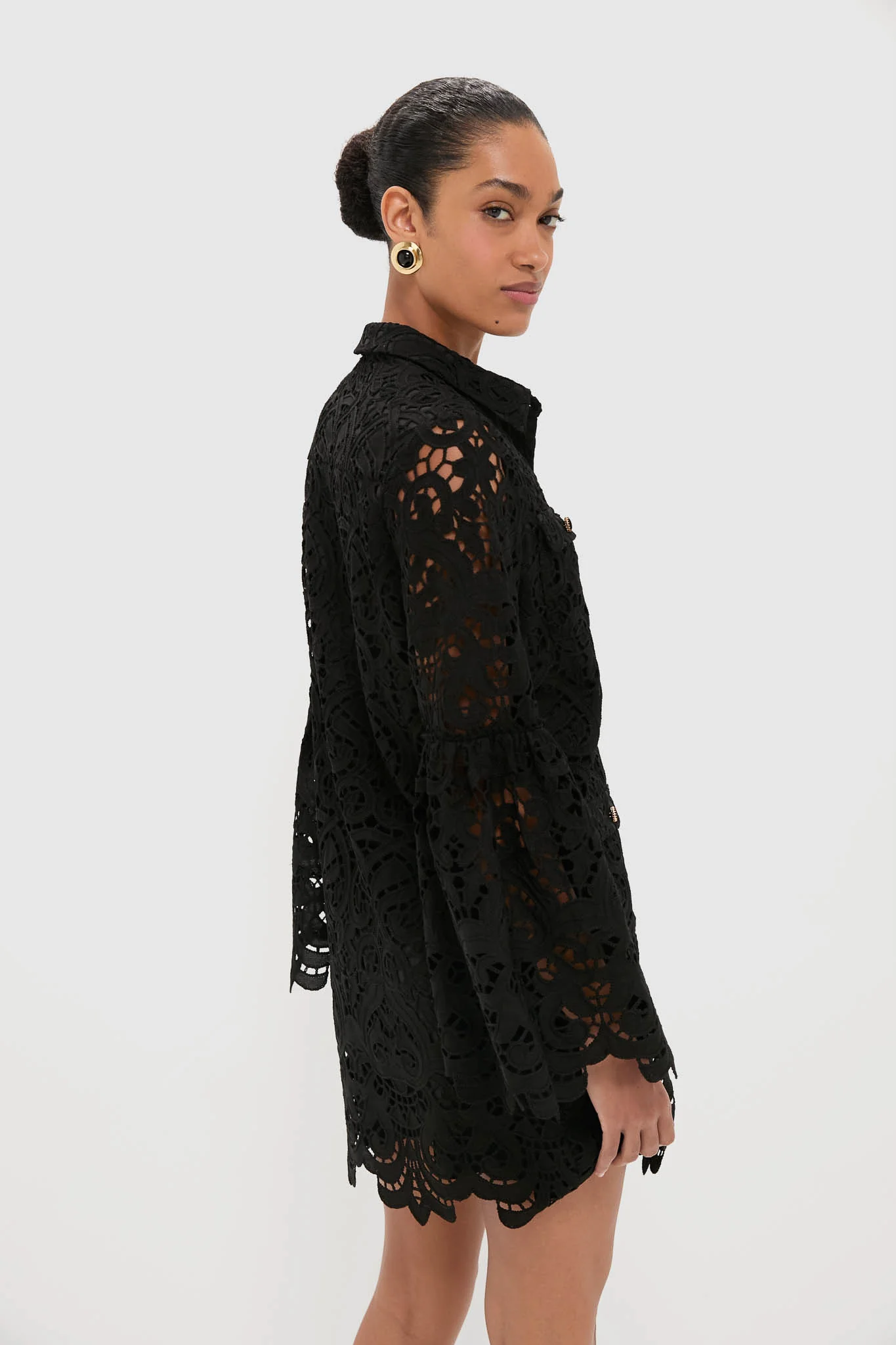 Black Lace Long Sleeve Rachael Mini Dress - Image 4