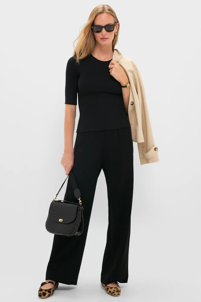 Black Lauren Mid Sleeve Tee - Image 2