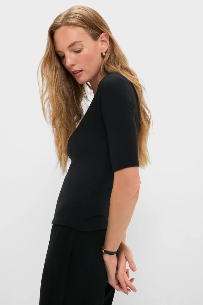 Black Lauren Mid Sleeve Tee - Image 3