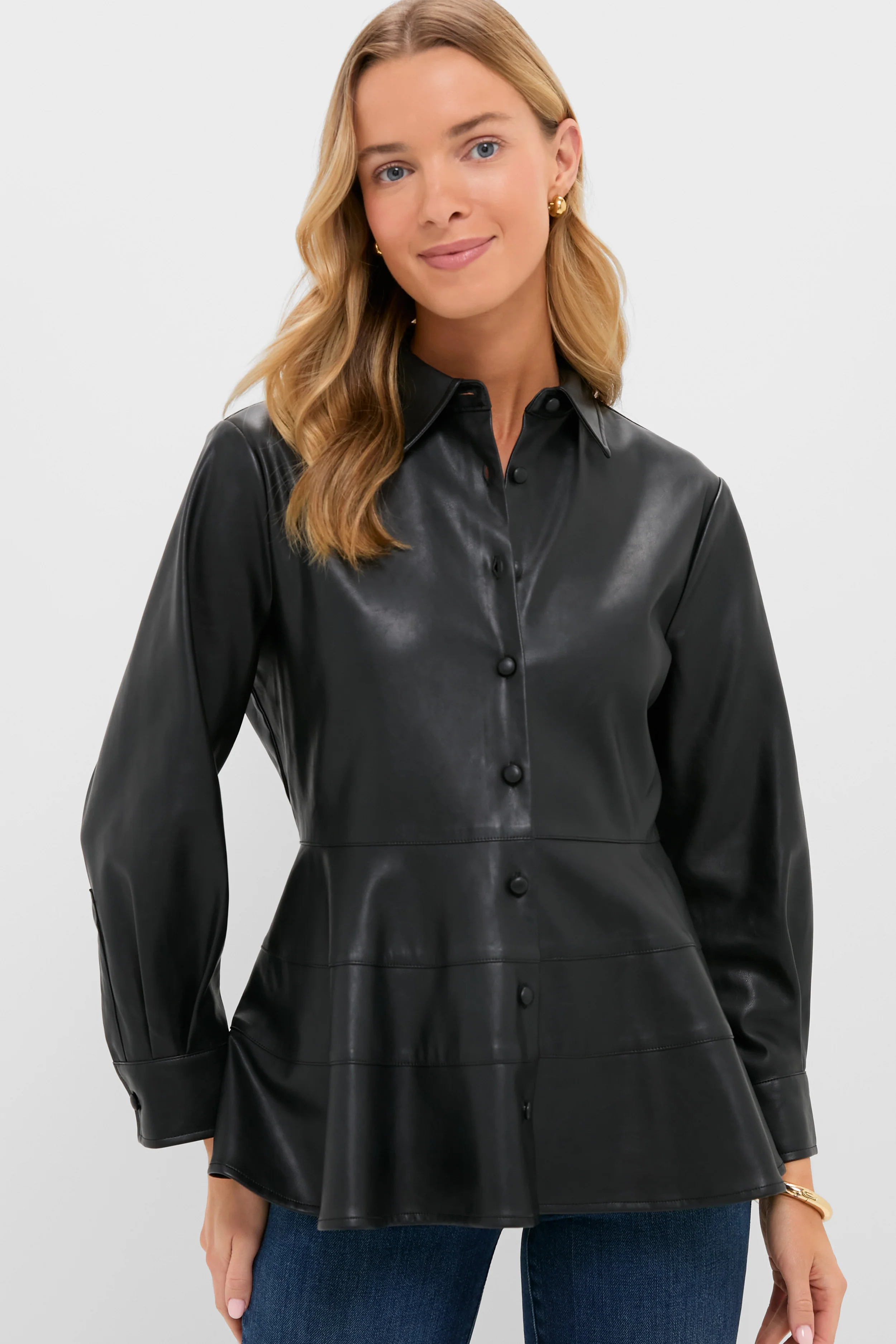 Black Leather Ashlen Blouse