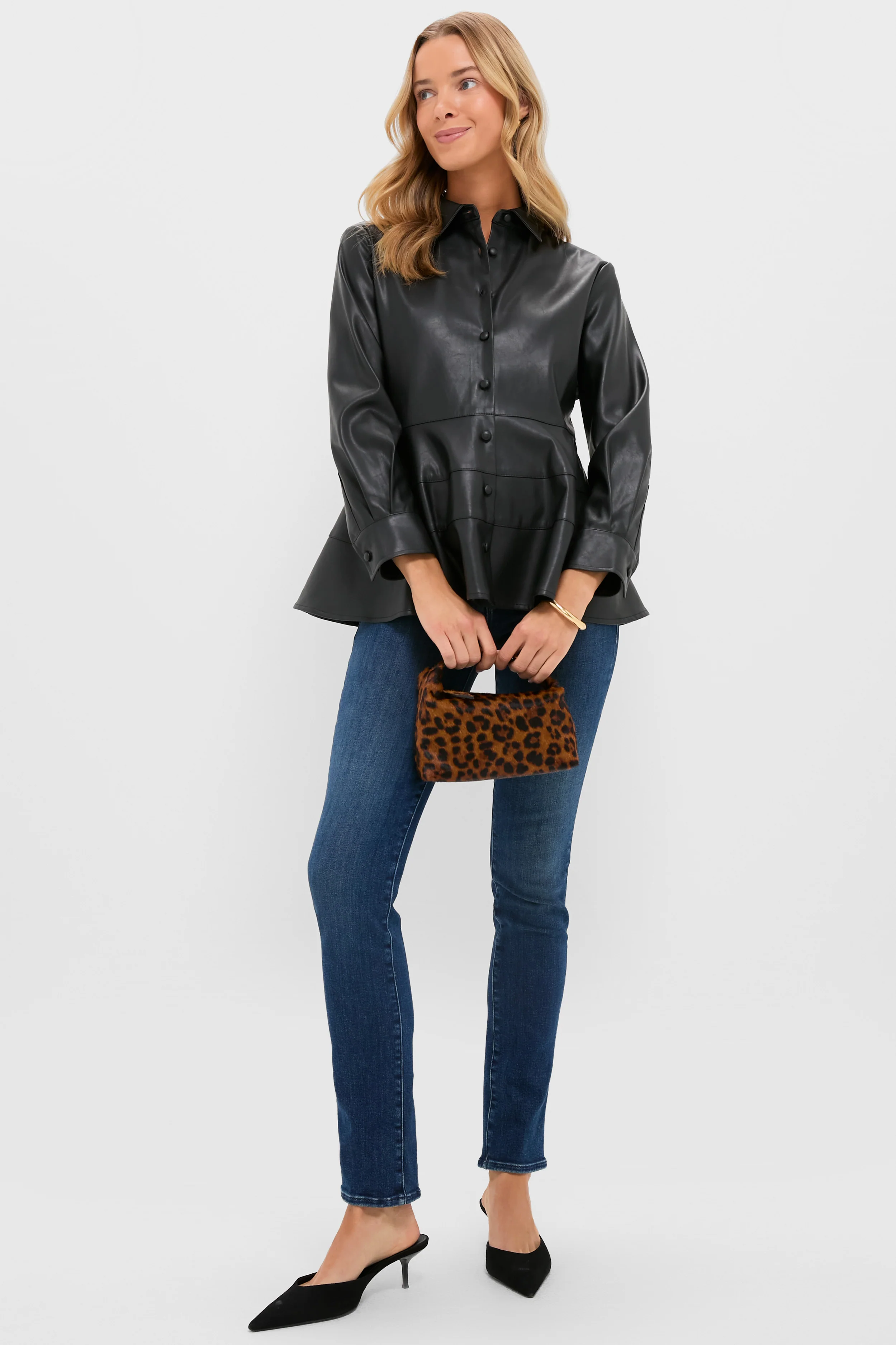 Black Leather Ashlen Blouse - Image 2