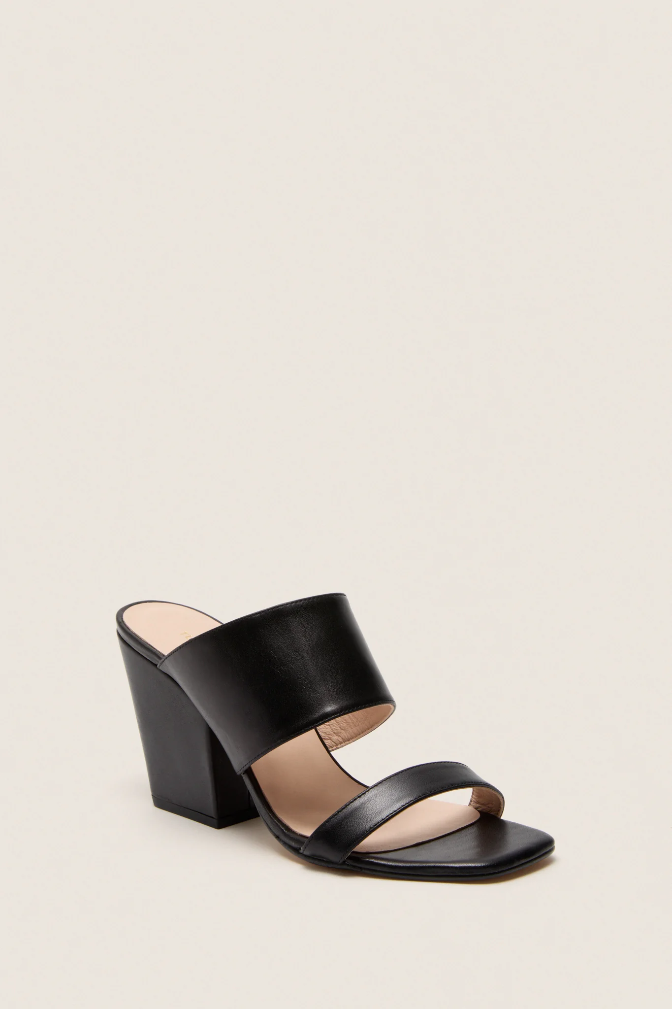 Black Leather Carly Heels