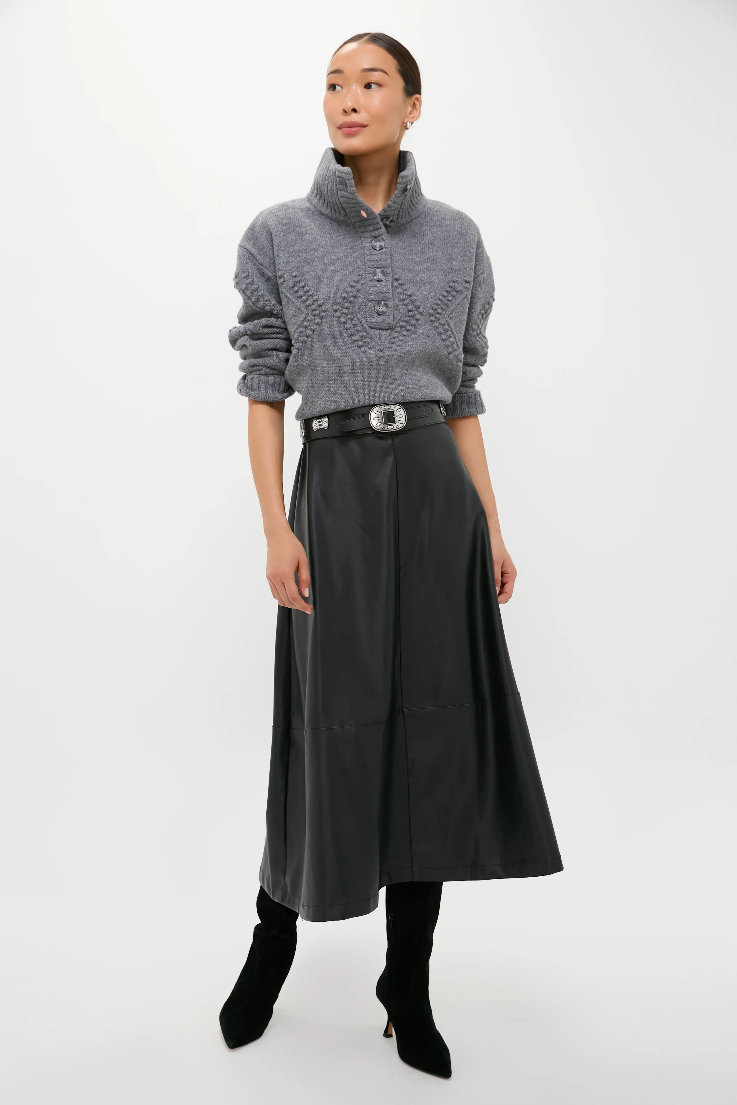 Black Leather Veronica Maxi Skirt - Image 5