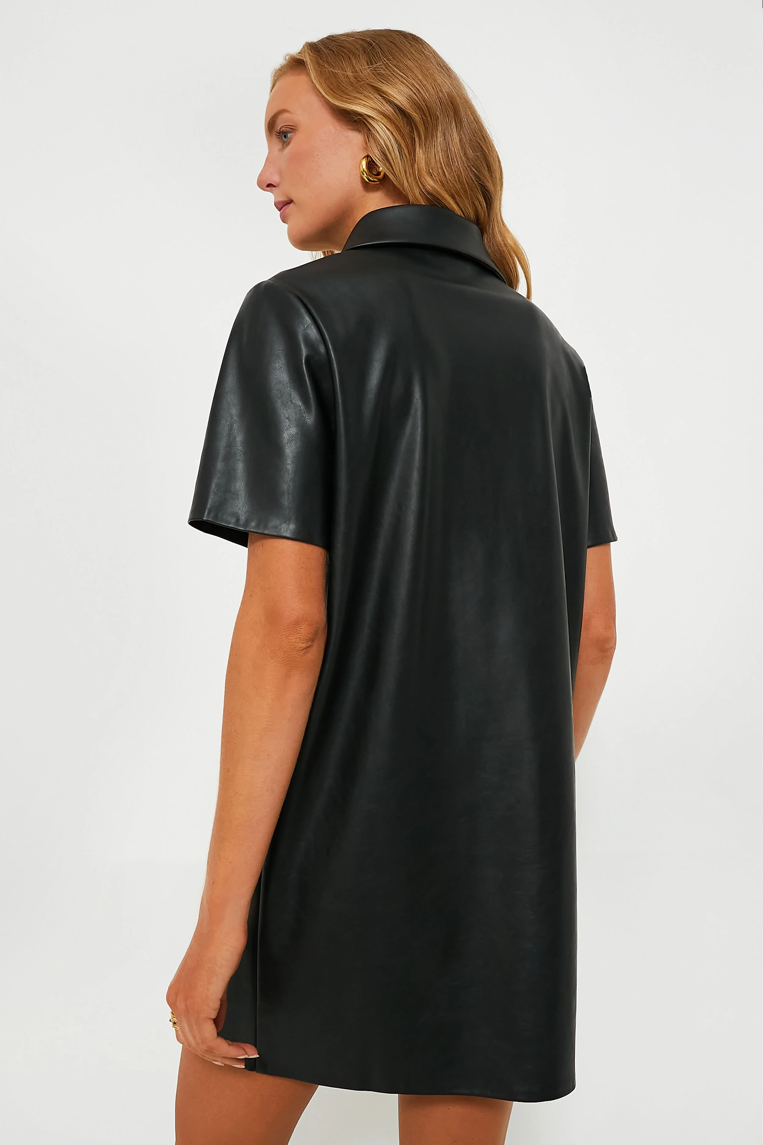 Black Leather Violetta Shirt Dress - Image 4
