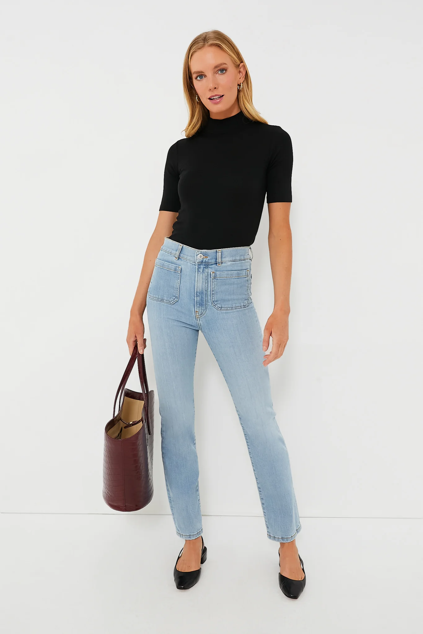 Black Lexi Rib Mock Neck Top - Image 2
