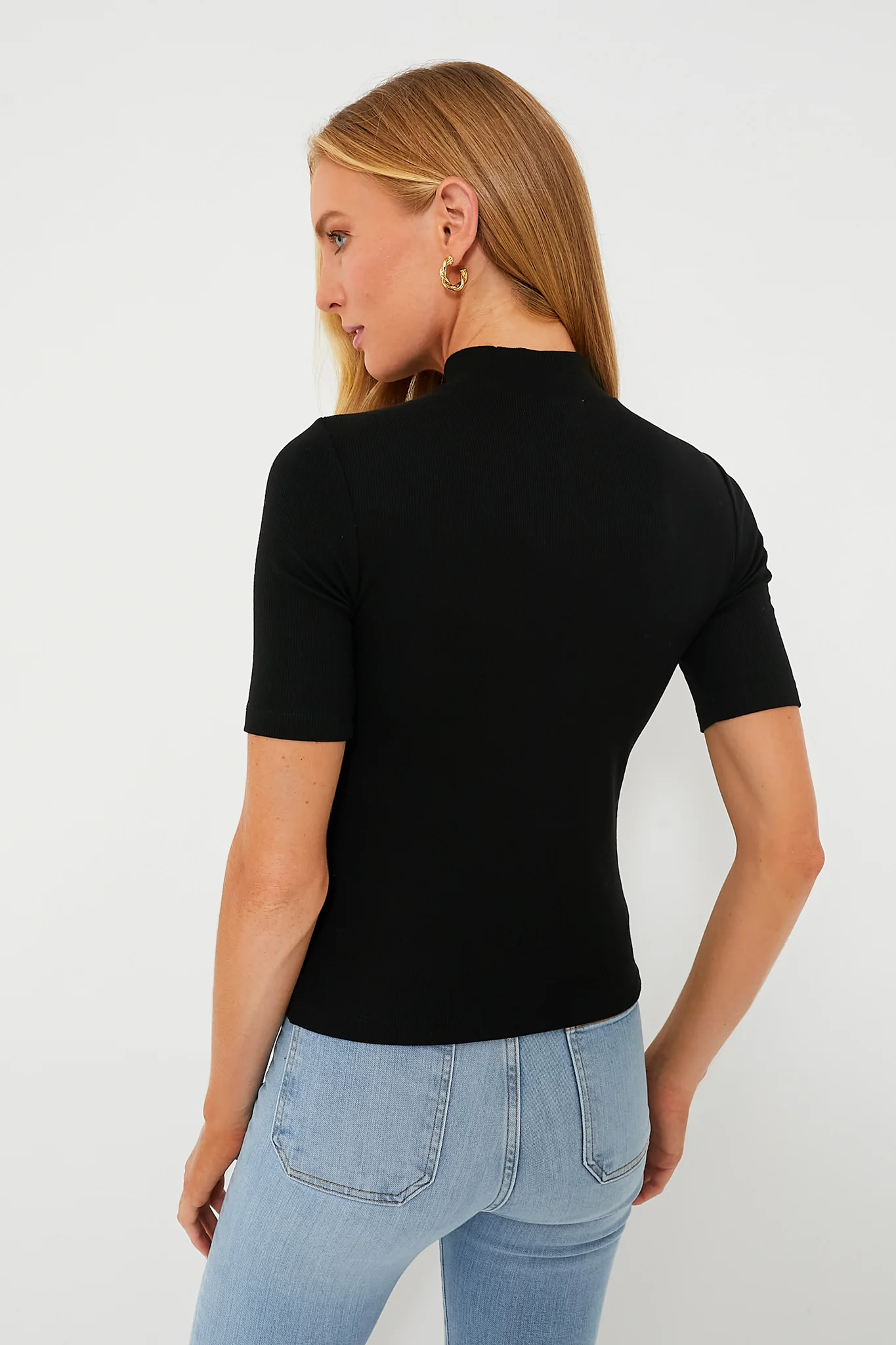 Black Lexi Rib Mock Neck Top - Image 4