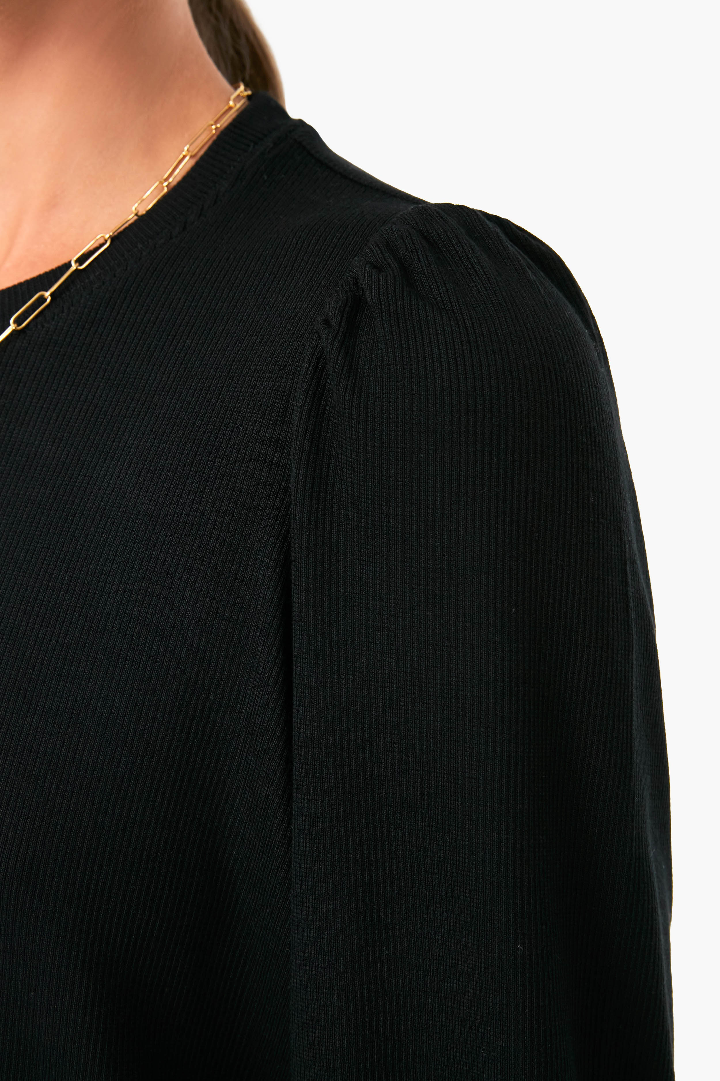 Black Lexi Rib Puff Sleeve Top - Image 5