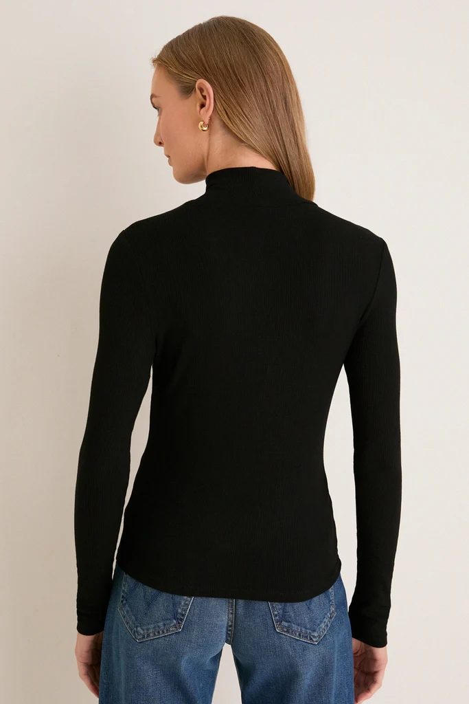 Black Lightweight Ribbed Topanga Turtleneck - Image 4