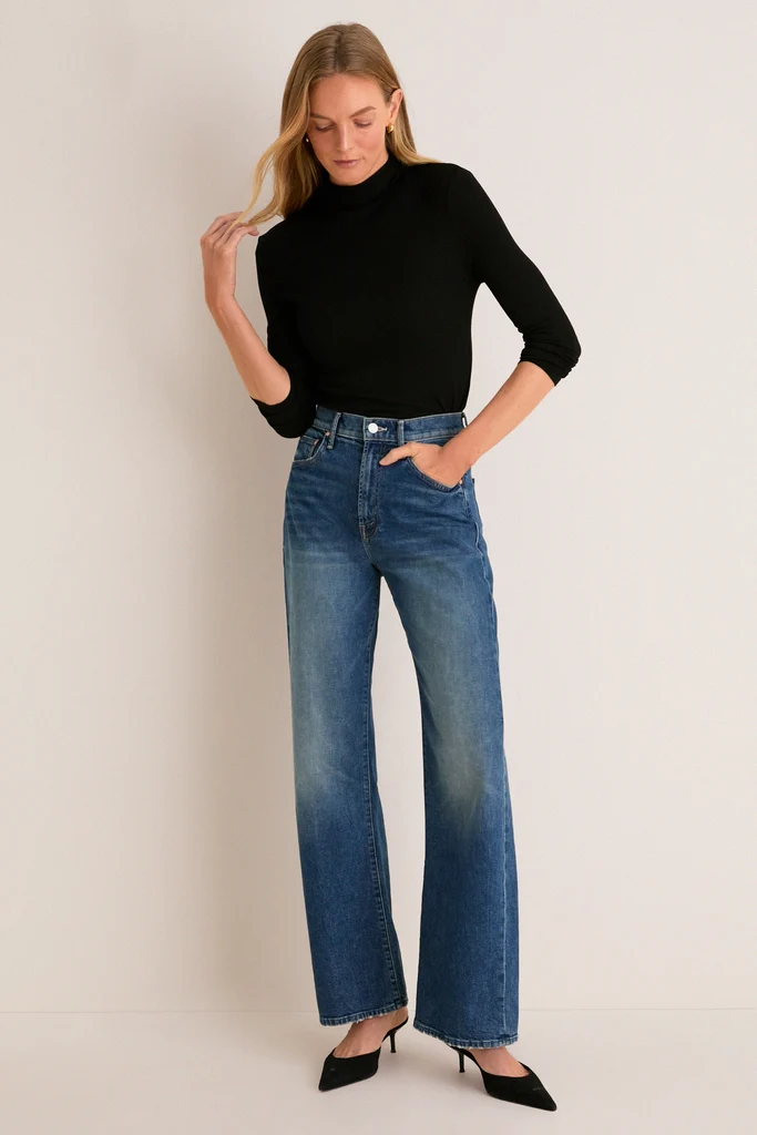 Black Lightweight Ribbed Topanga Turtleneck - Image 6