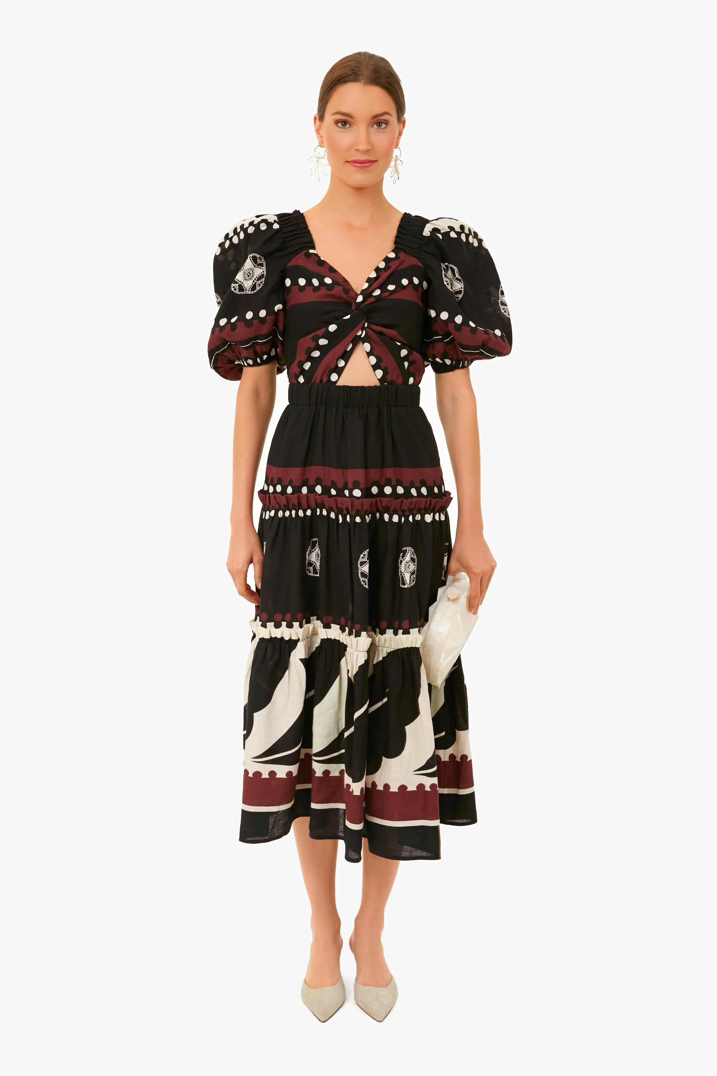 Black Liora Puff Sleeve Cut Out Dress - Image 2