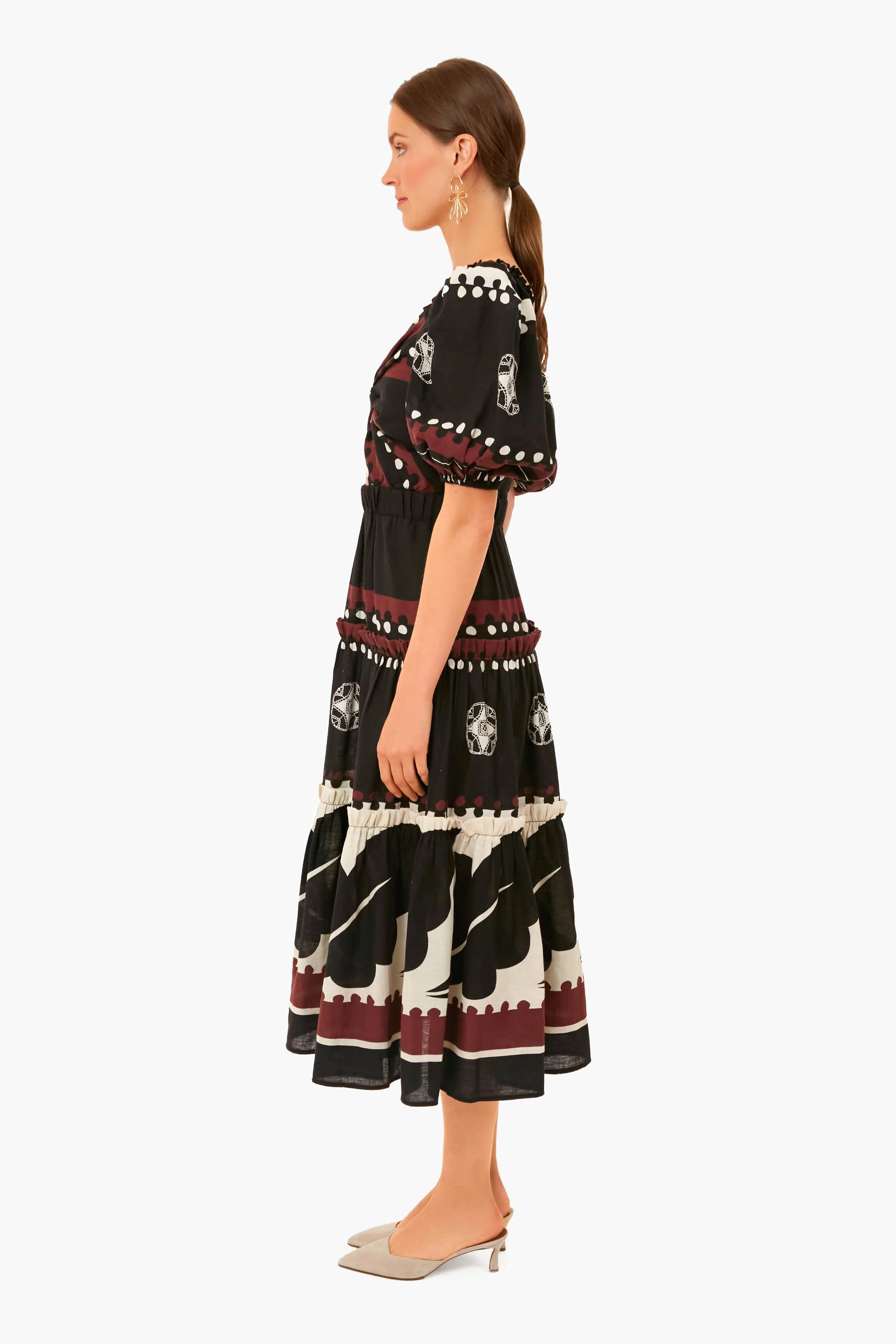 Black Liora Puff Sleeve Cut Out Dress - Image 3