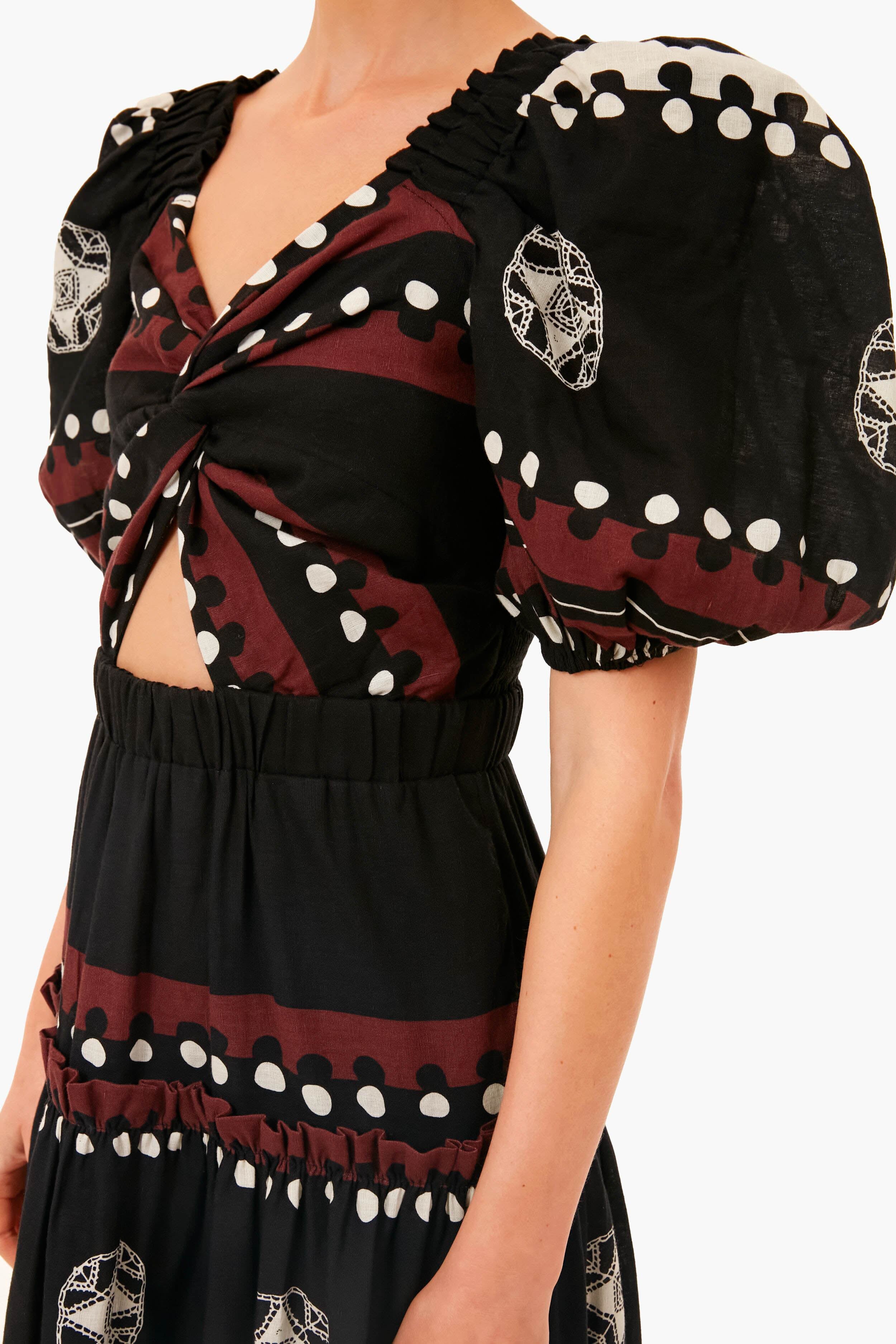 Black Liora Puff Sleeve Cut Out Dress - Image 5