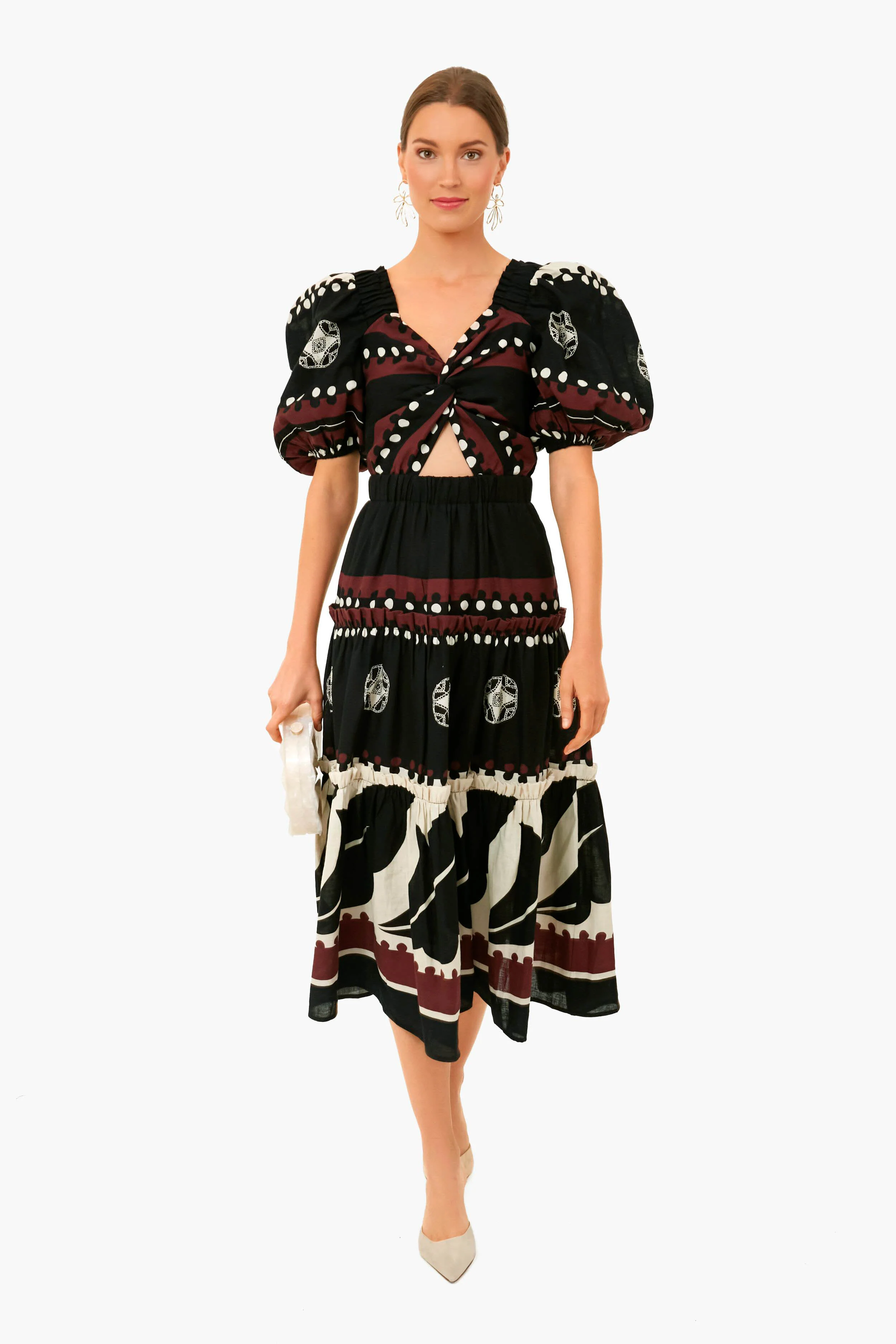 Black Liora Puff Sleeve Cut Out Dress - Image 6