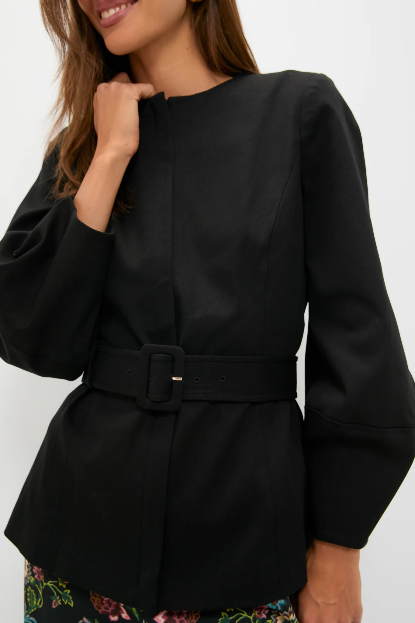 Black Long Sleeve Structured Rhoda Tunic Top - Image 5