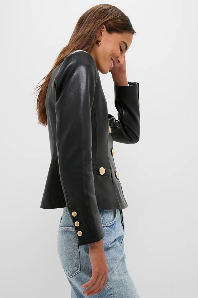 Black Mariella Collarless Blazer - Image 3