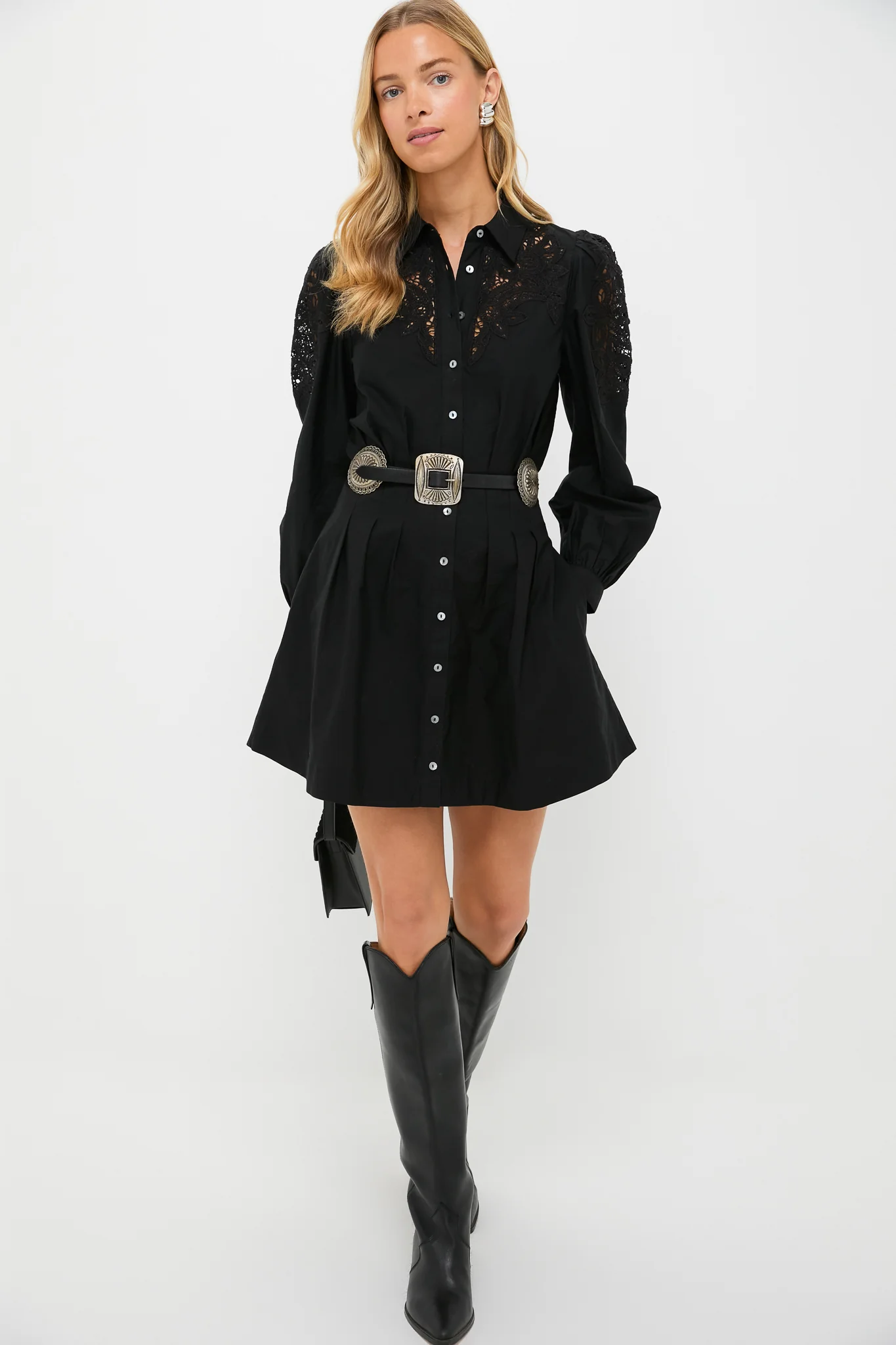 Black Marta Long Sleeve Mini Dress - Image 2