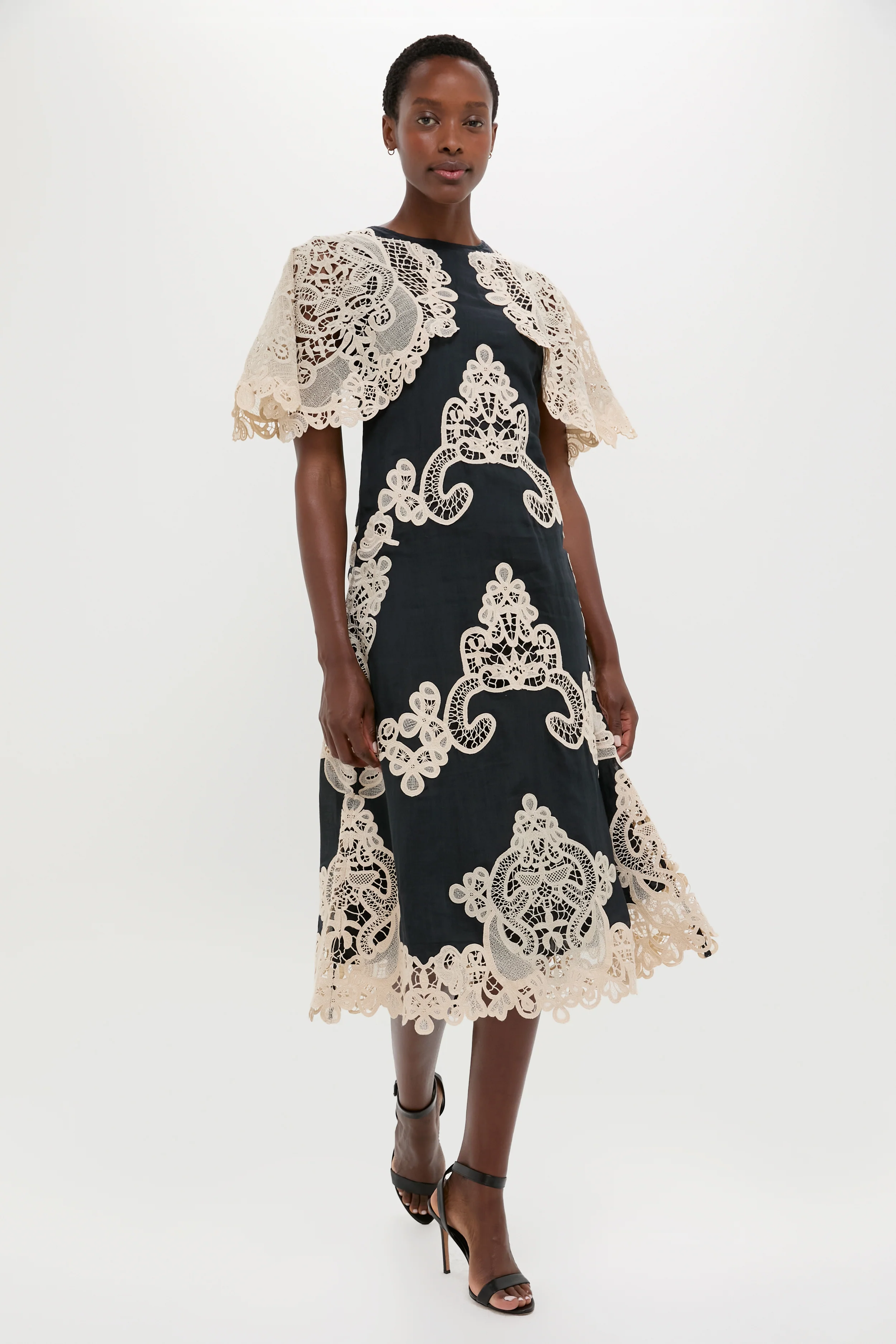Black Medina Lace Midi Dress