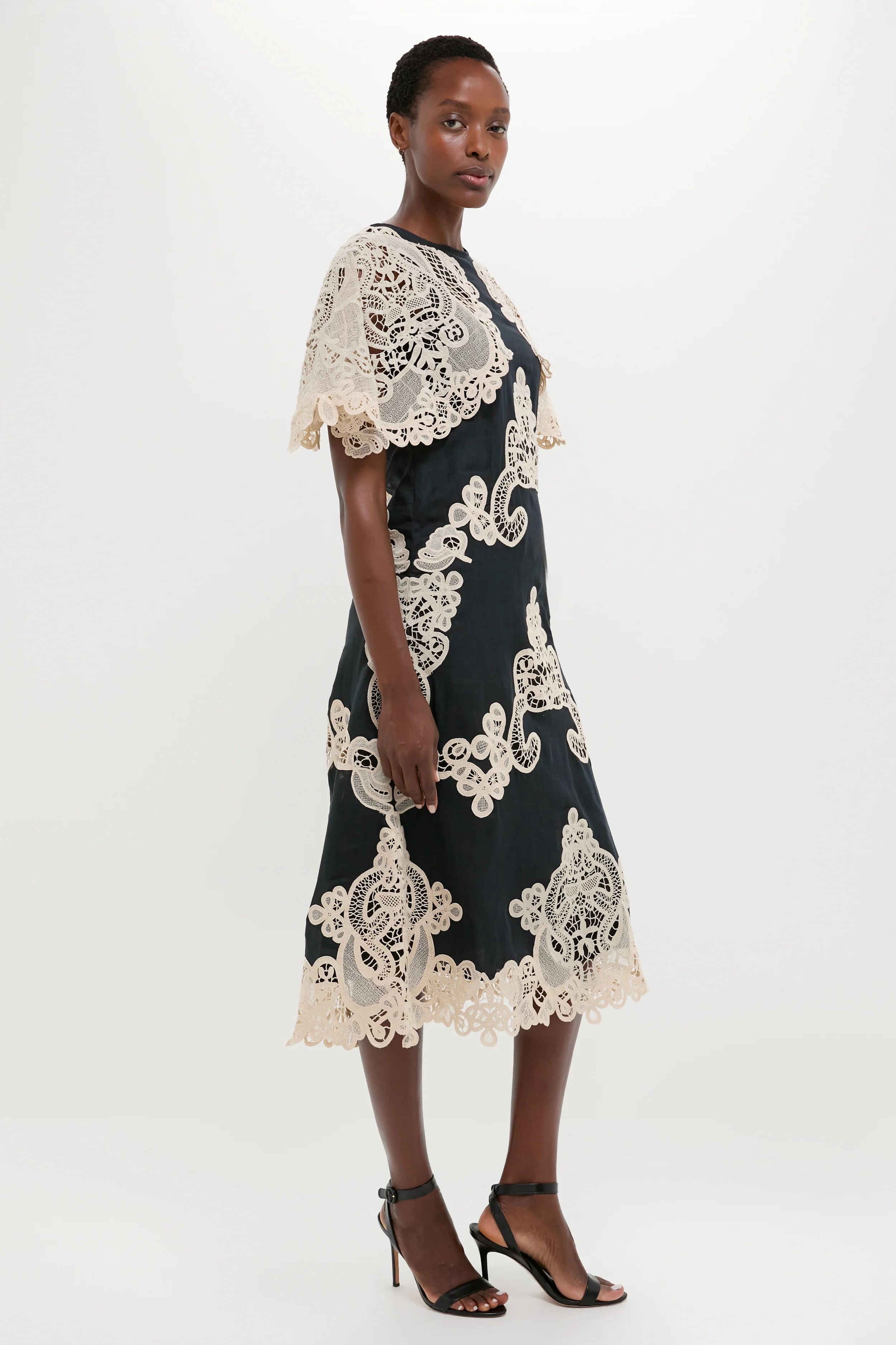 Black Medina Lace Midi Dress - Image 3