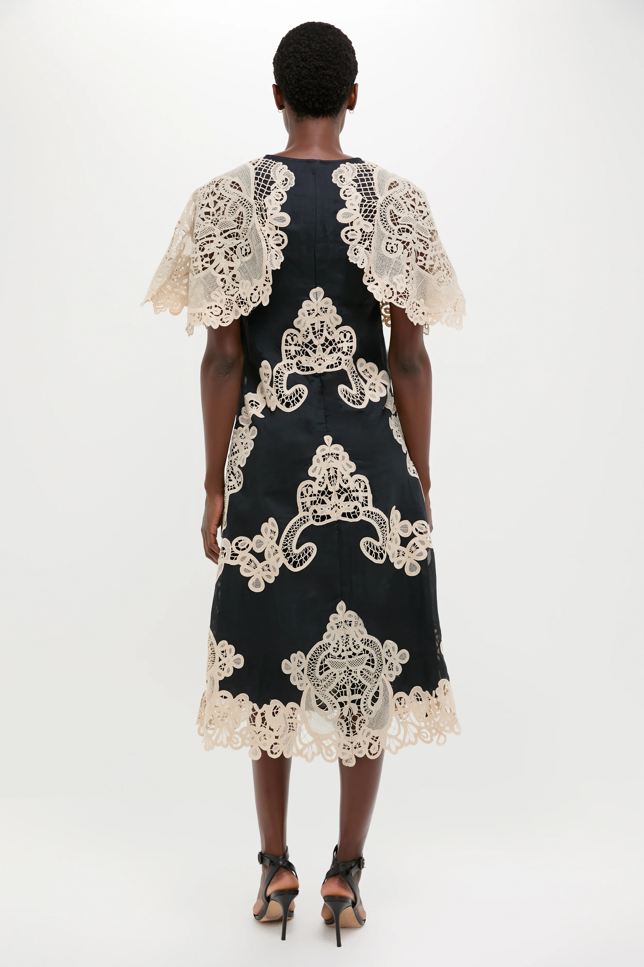 Black Medina Lace Midi Dress - Image 4