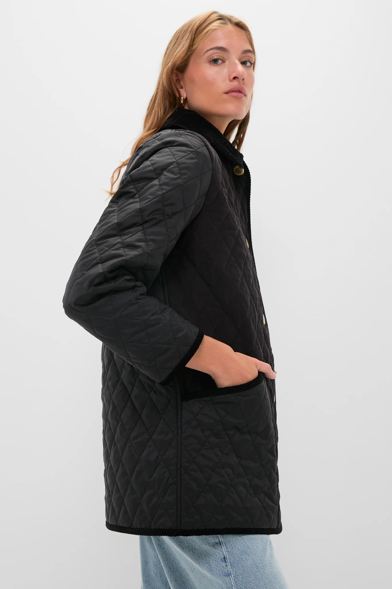 Black Meryl Quilted Jacket - Image 3