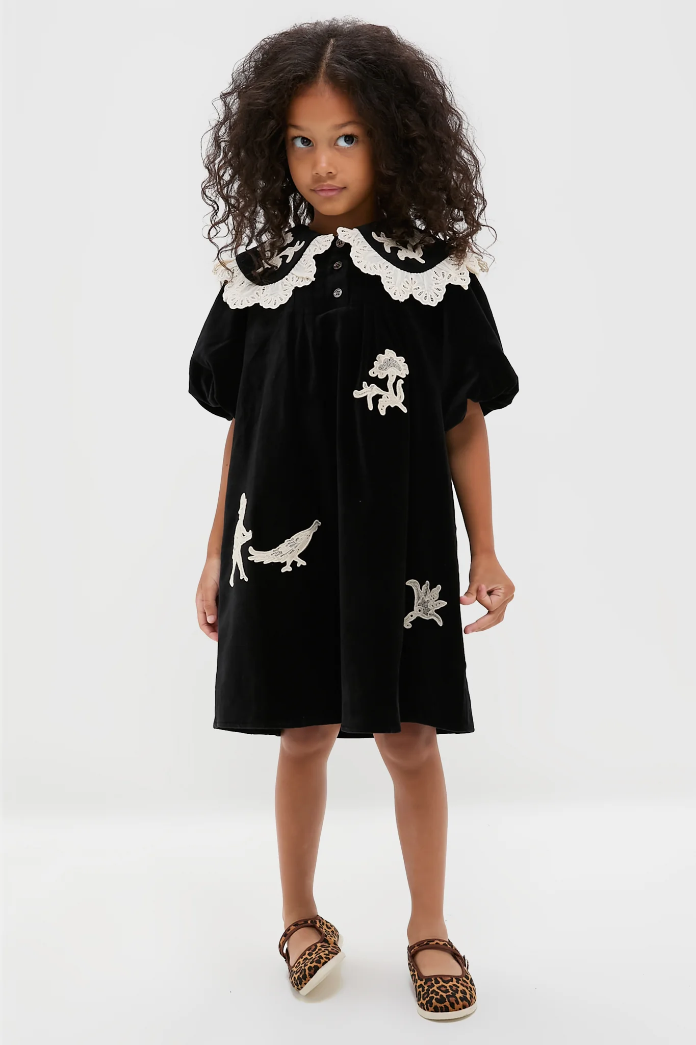 Black Mika Applique Velveteen Dress - Image 2