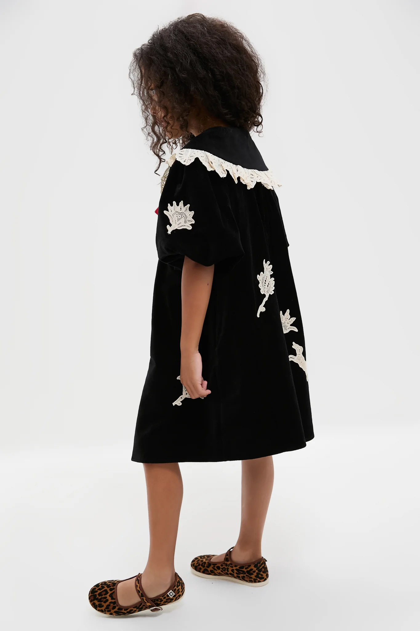Black Mika Applique Velveteen Dress - Image 3