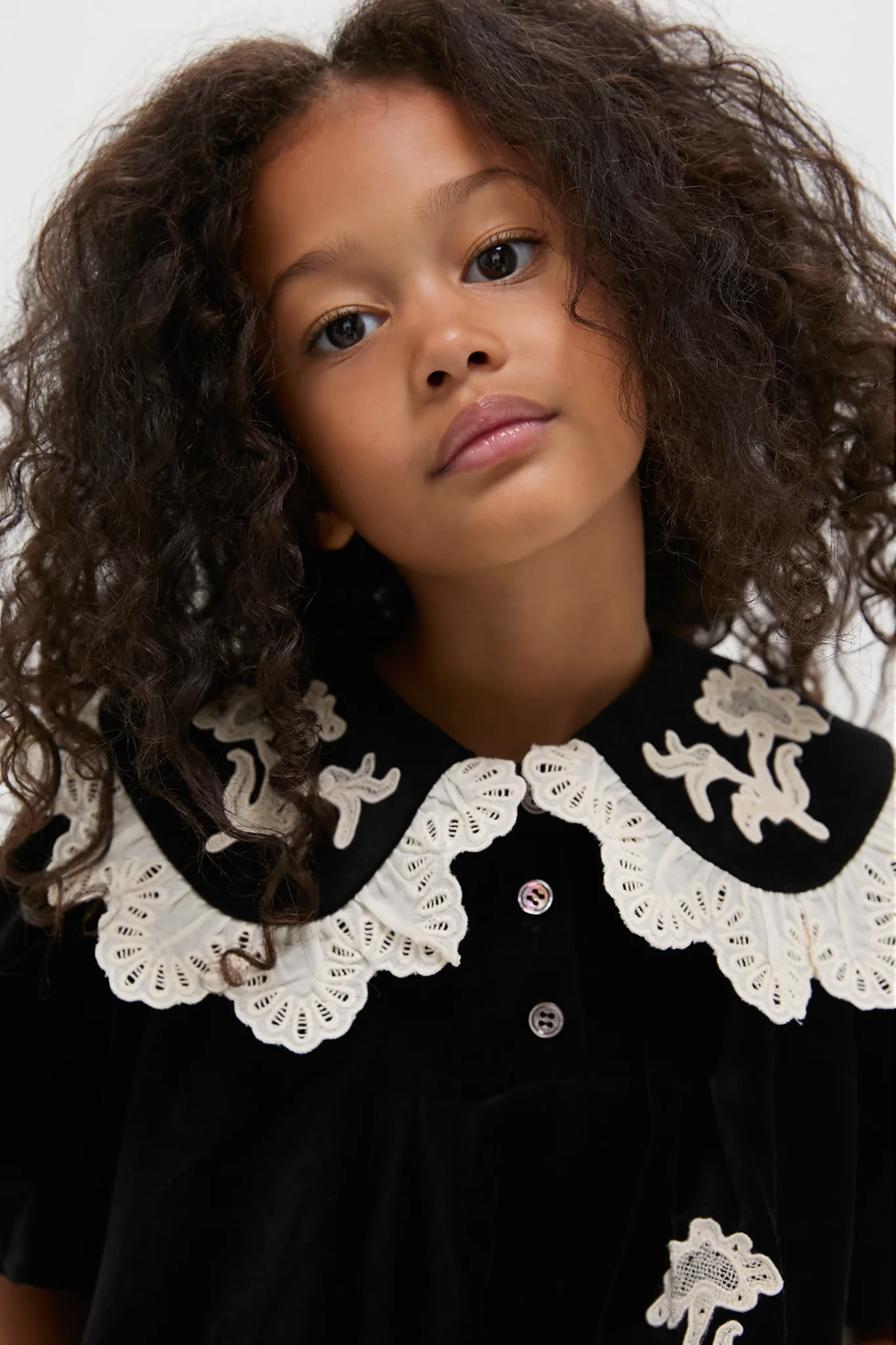 Black Mika Applique Velveteen Dress - Image 4