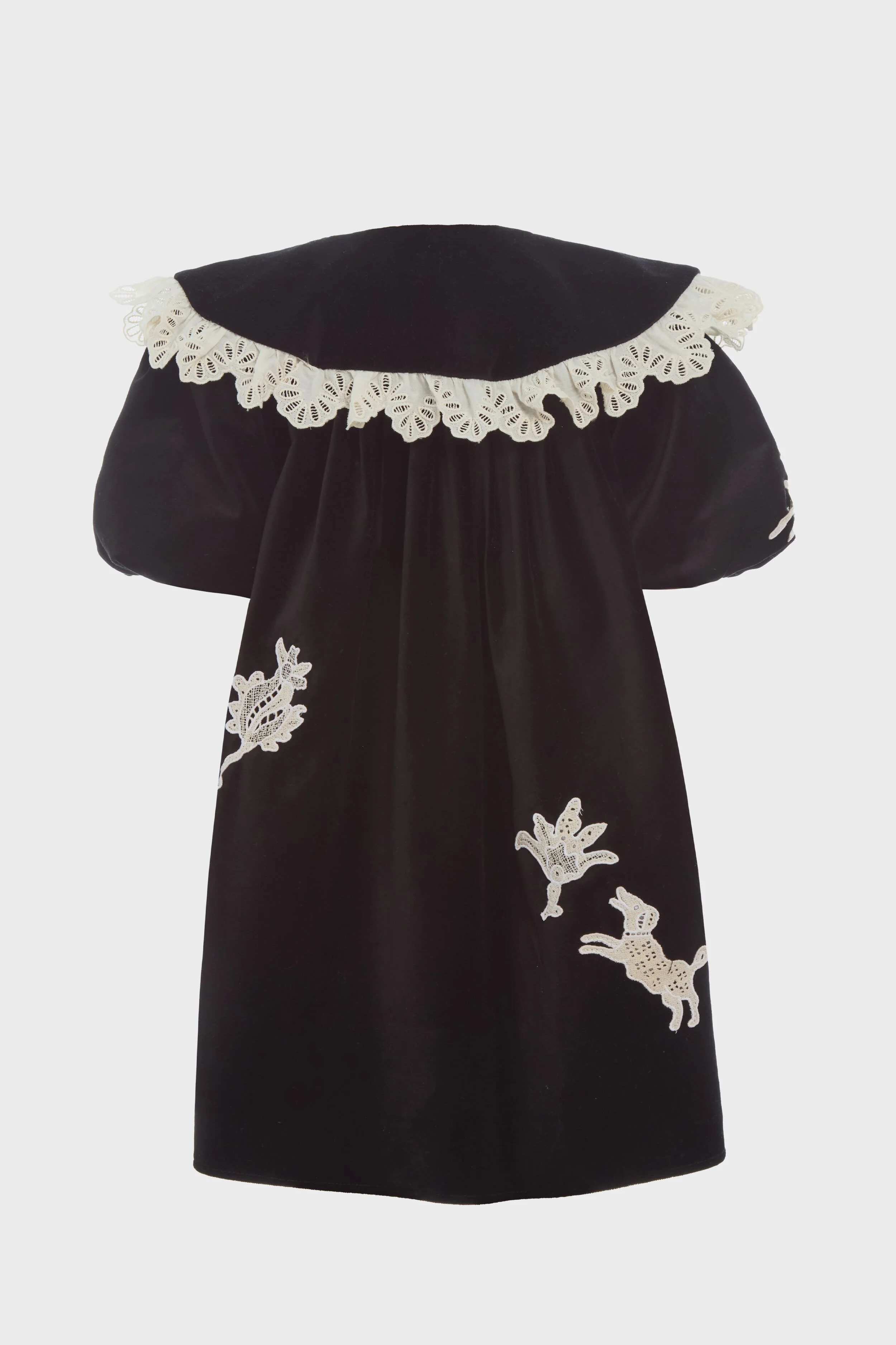 Black Mika Applique Velveteen Dress - Image 6