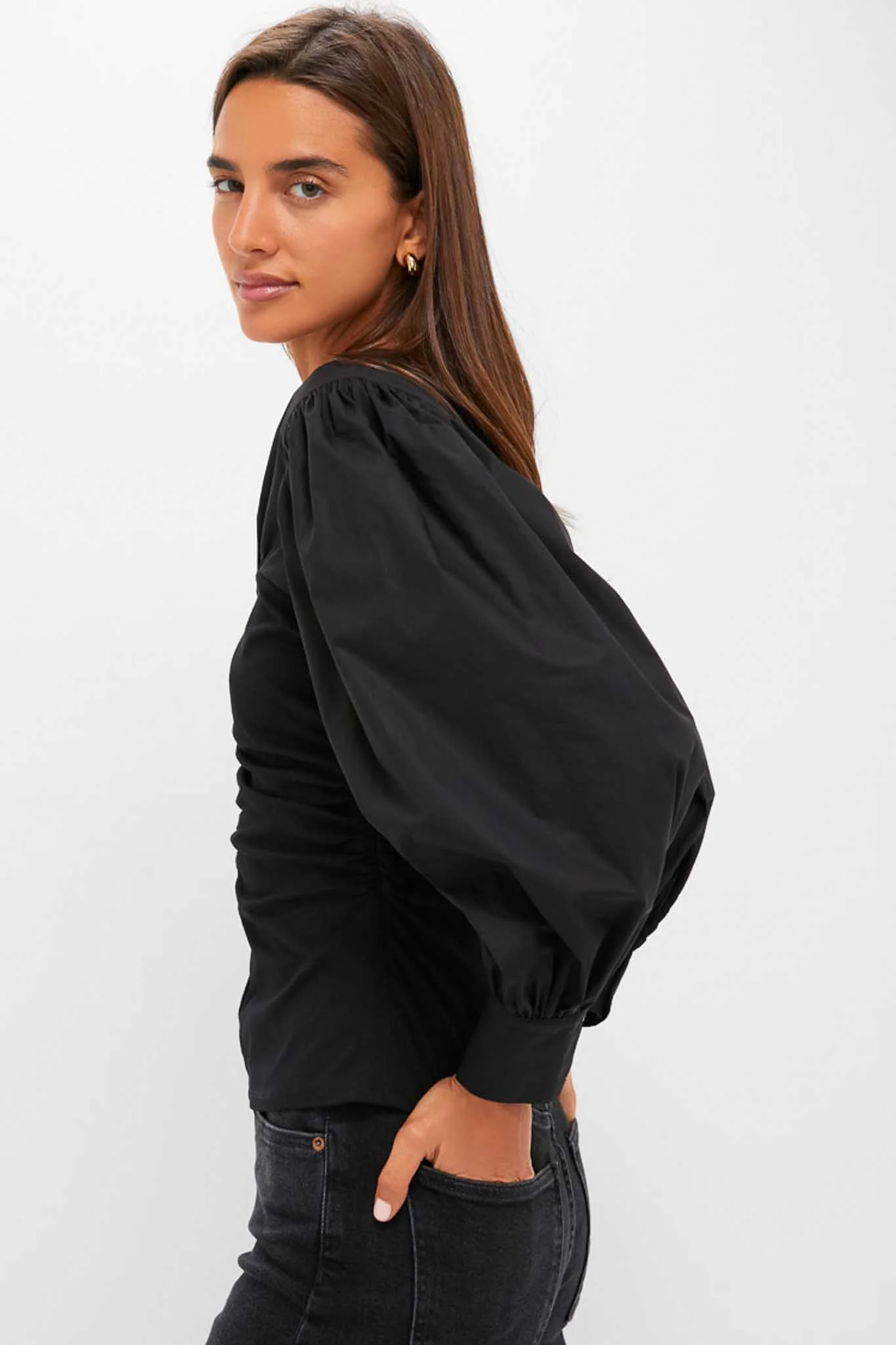 Black Mixed-Media Anita Blouse - Image 3