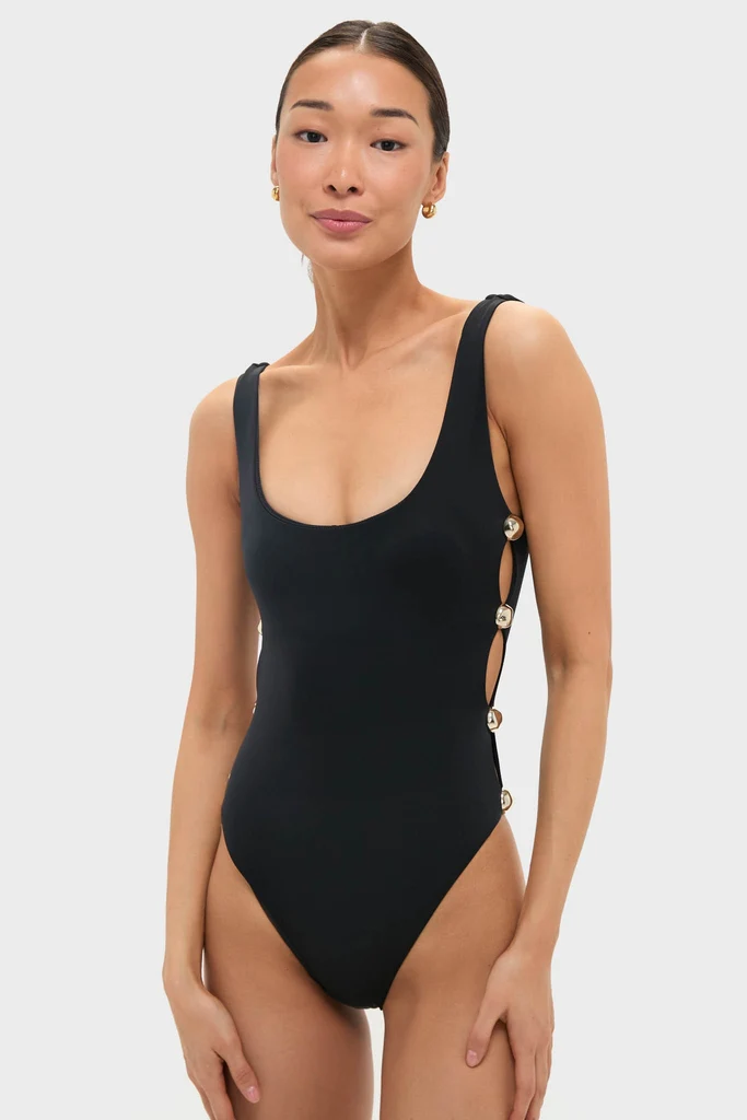 Black Mona Scoop Neck One Piece