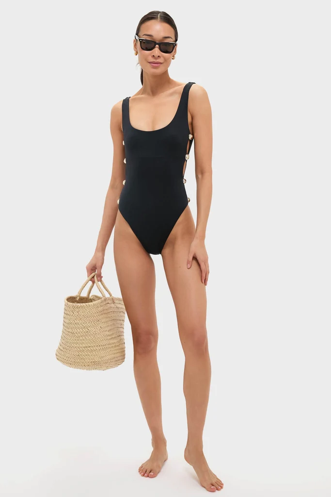 Black Mona Scoop Neck One Piece - Image 3