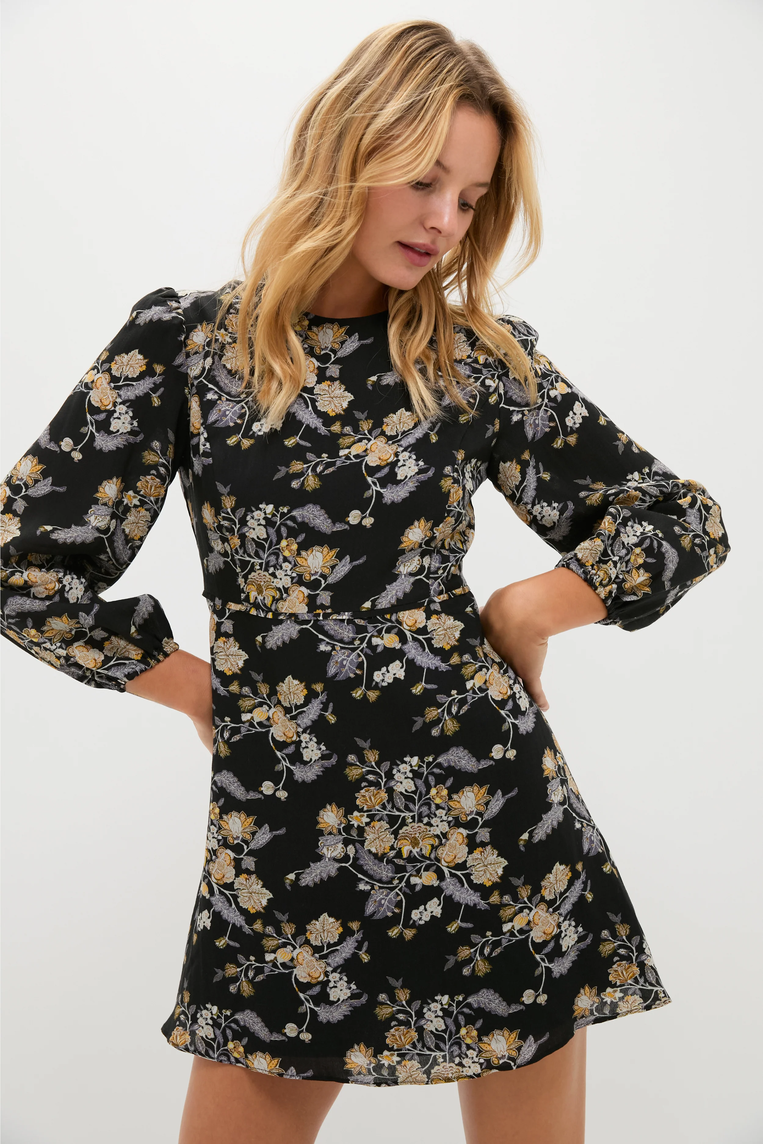 Black Multi Floral Sophia Mini Dress - Image 2