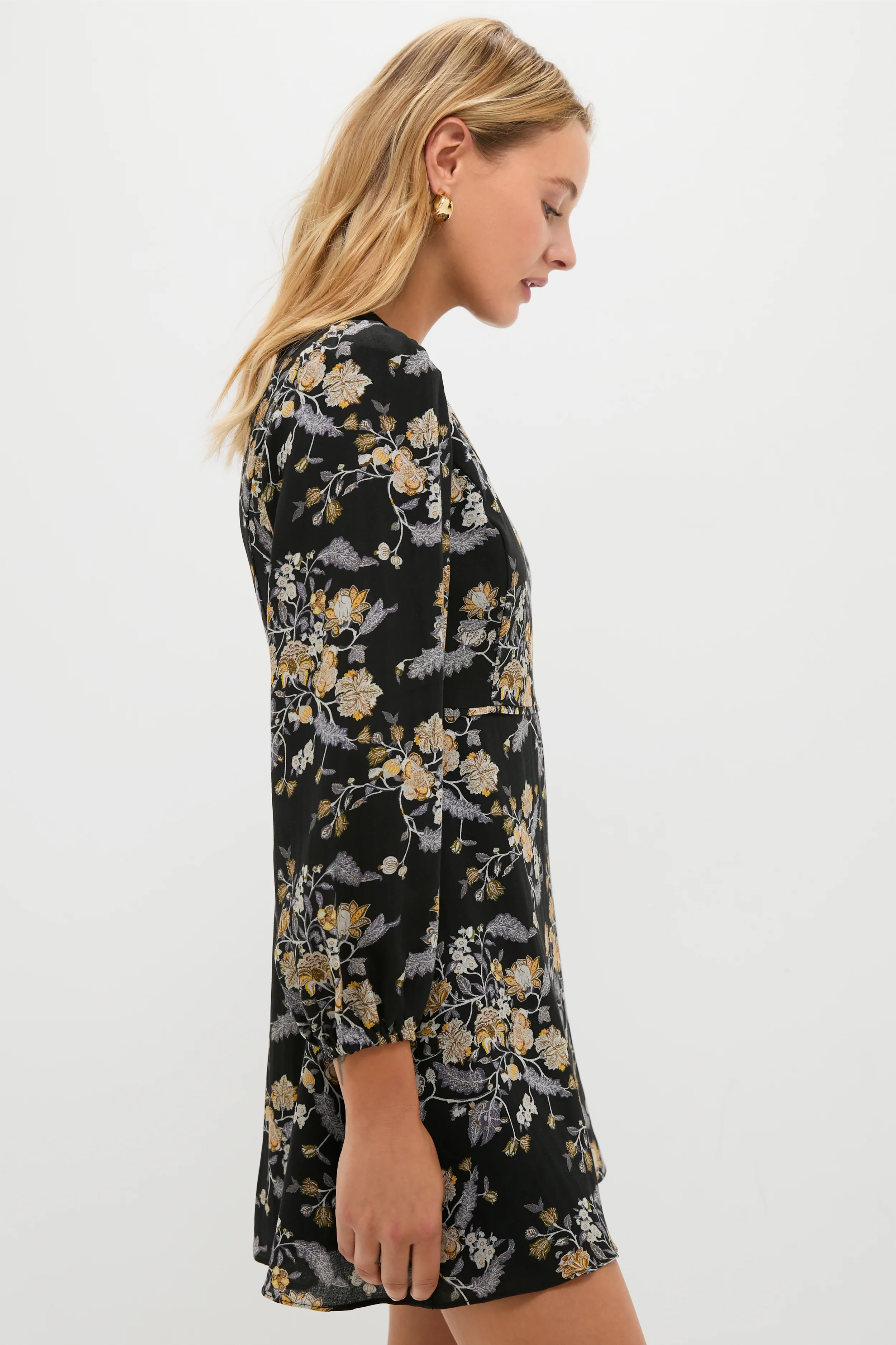 Black Multi Floral Sophia Mini Dress - Image 3