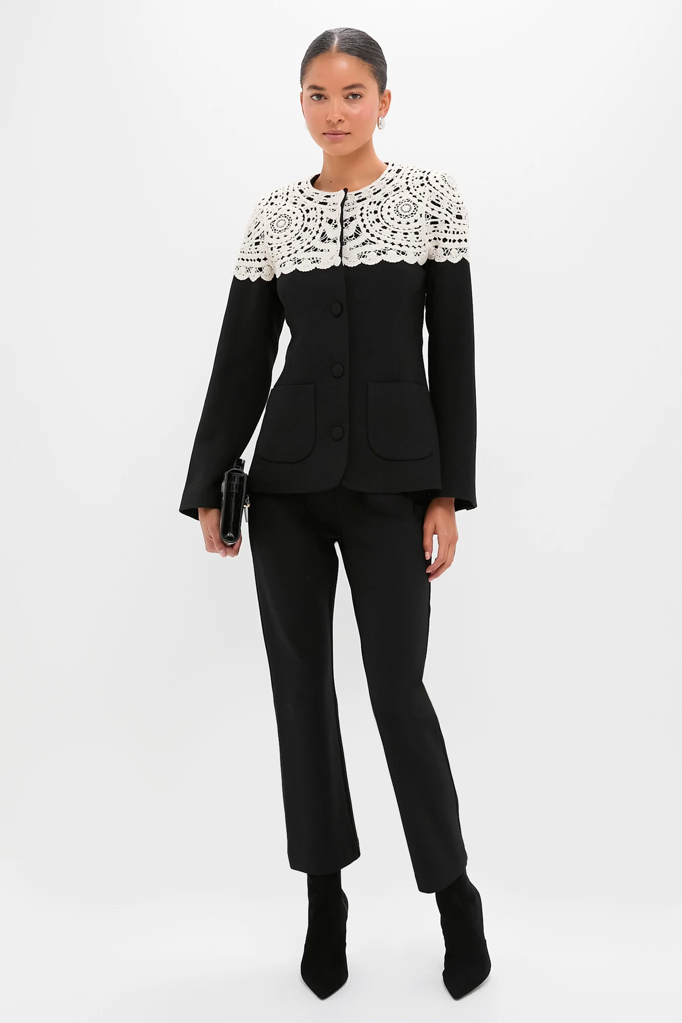 Black Nara Crochet Jacket - Image 2