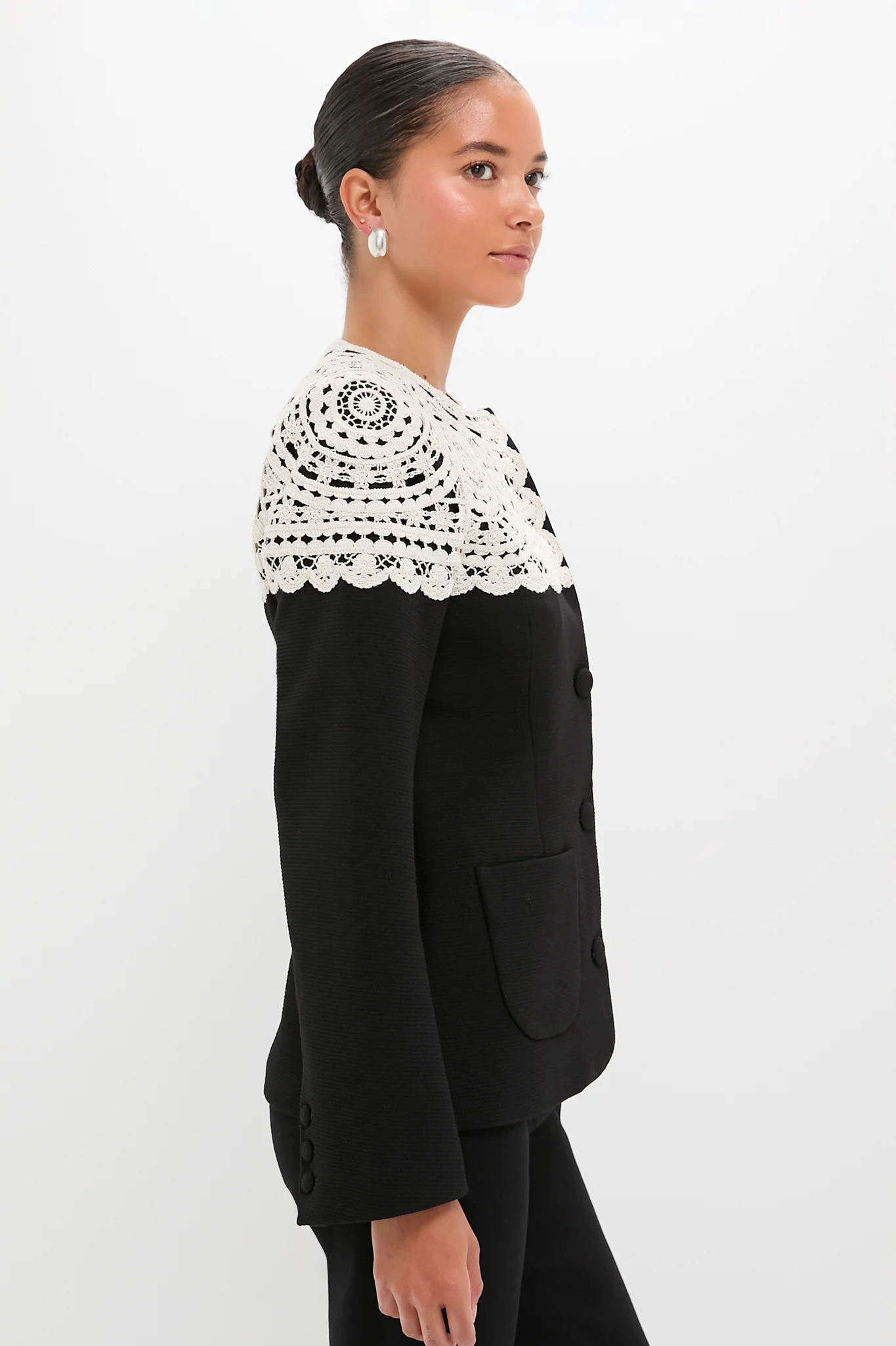 Black Nara Crochet Jacket - Image 3