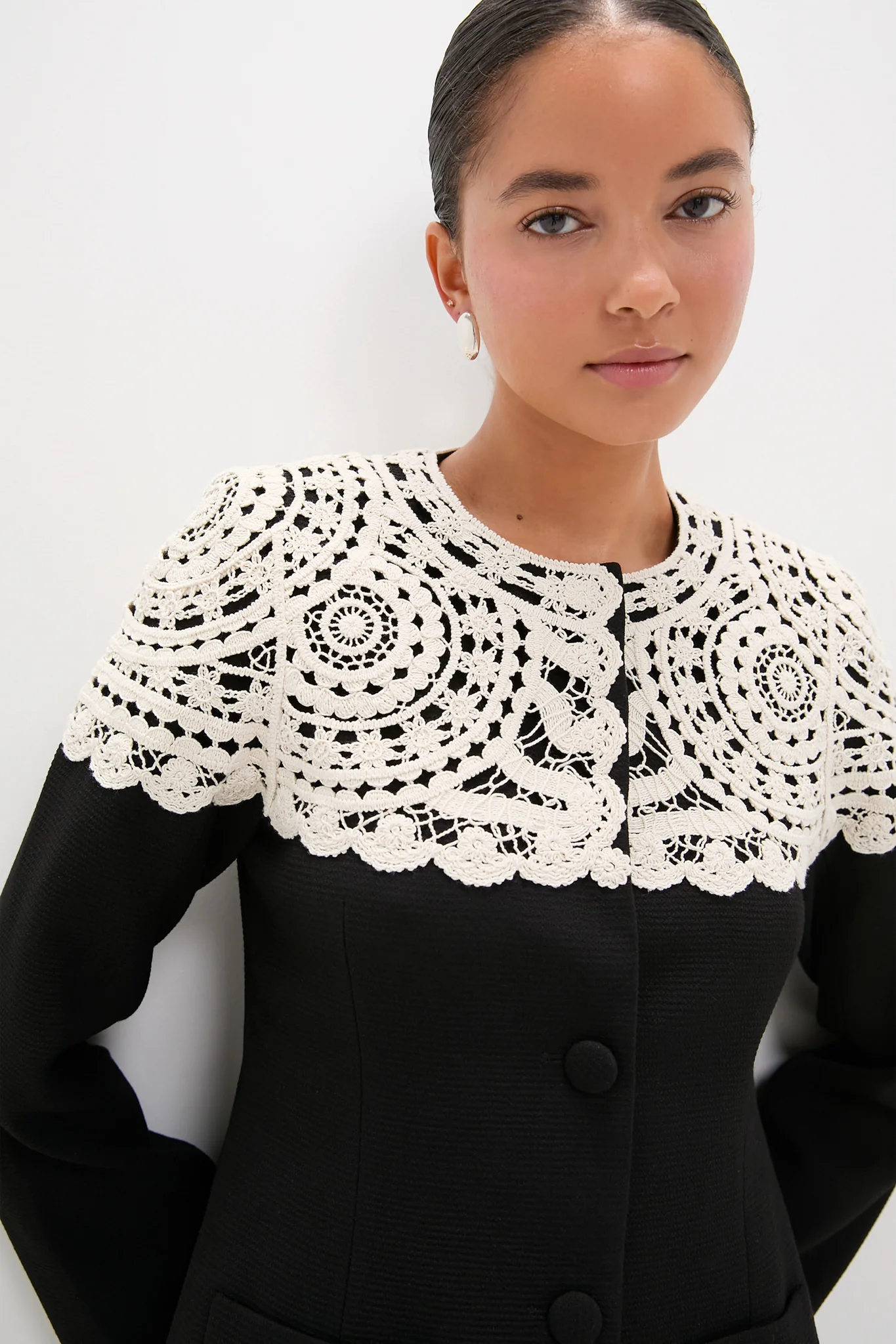 Black Nara Crochet Jacket - Image 5