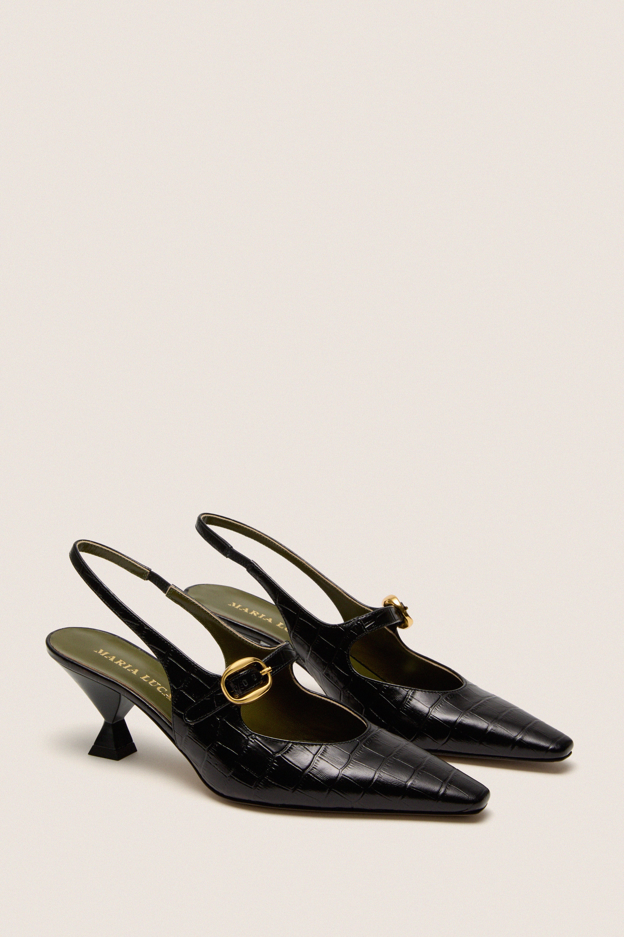 Black Natalia Sling Back Heels - Image 4