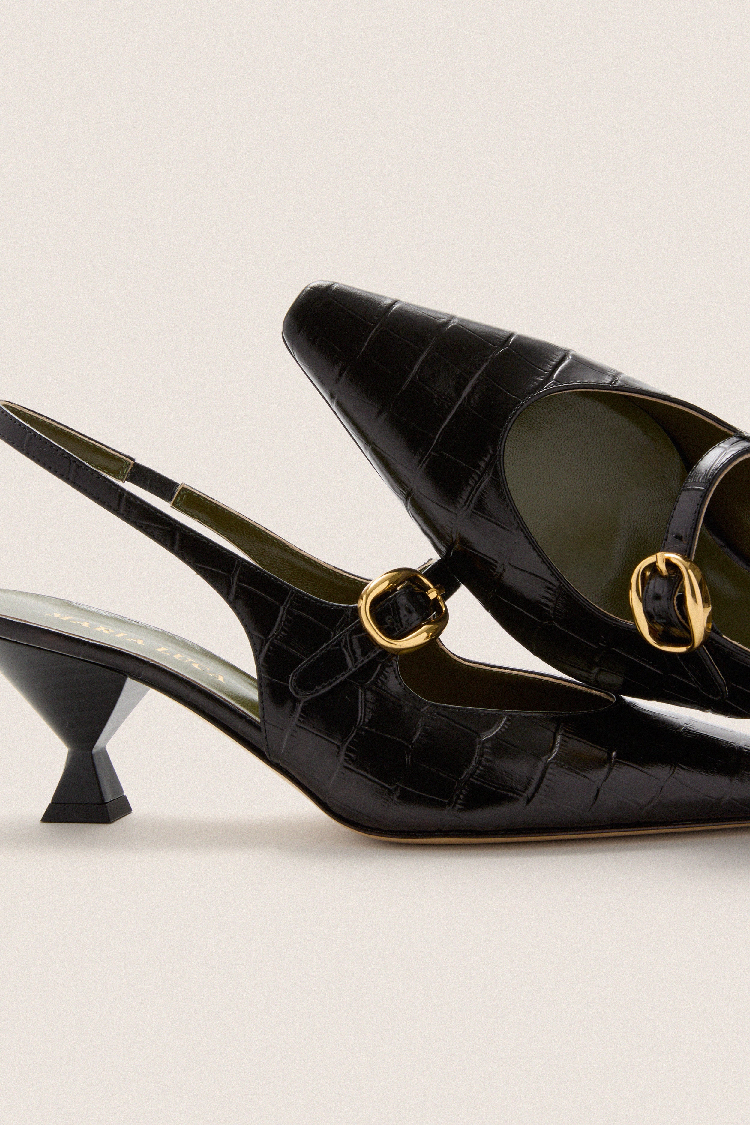 Black Natalia Sling Back Heels - Image 5