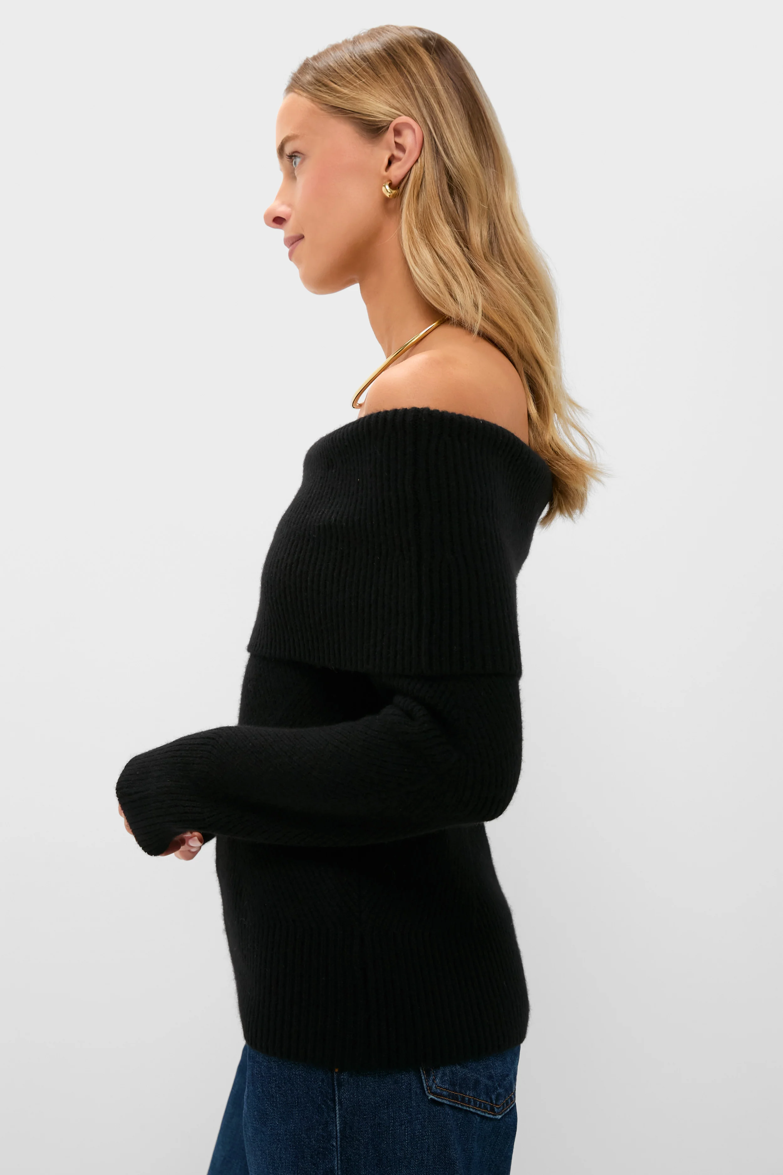 Black Off the Shoulder Sampson Sweater - Image 3