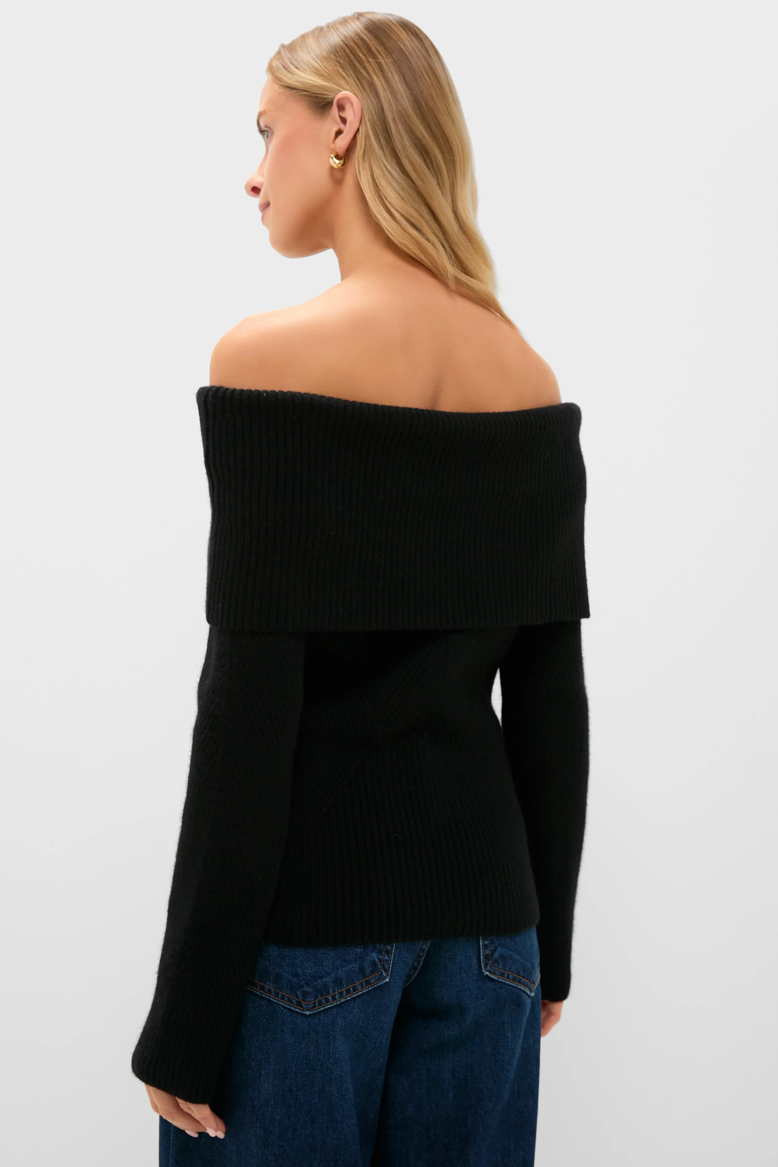 Black Off the Shoulder Sampson Sweater - Image 4