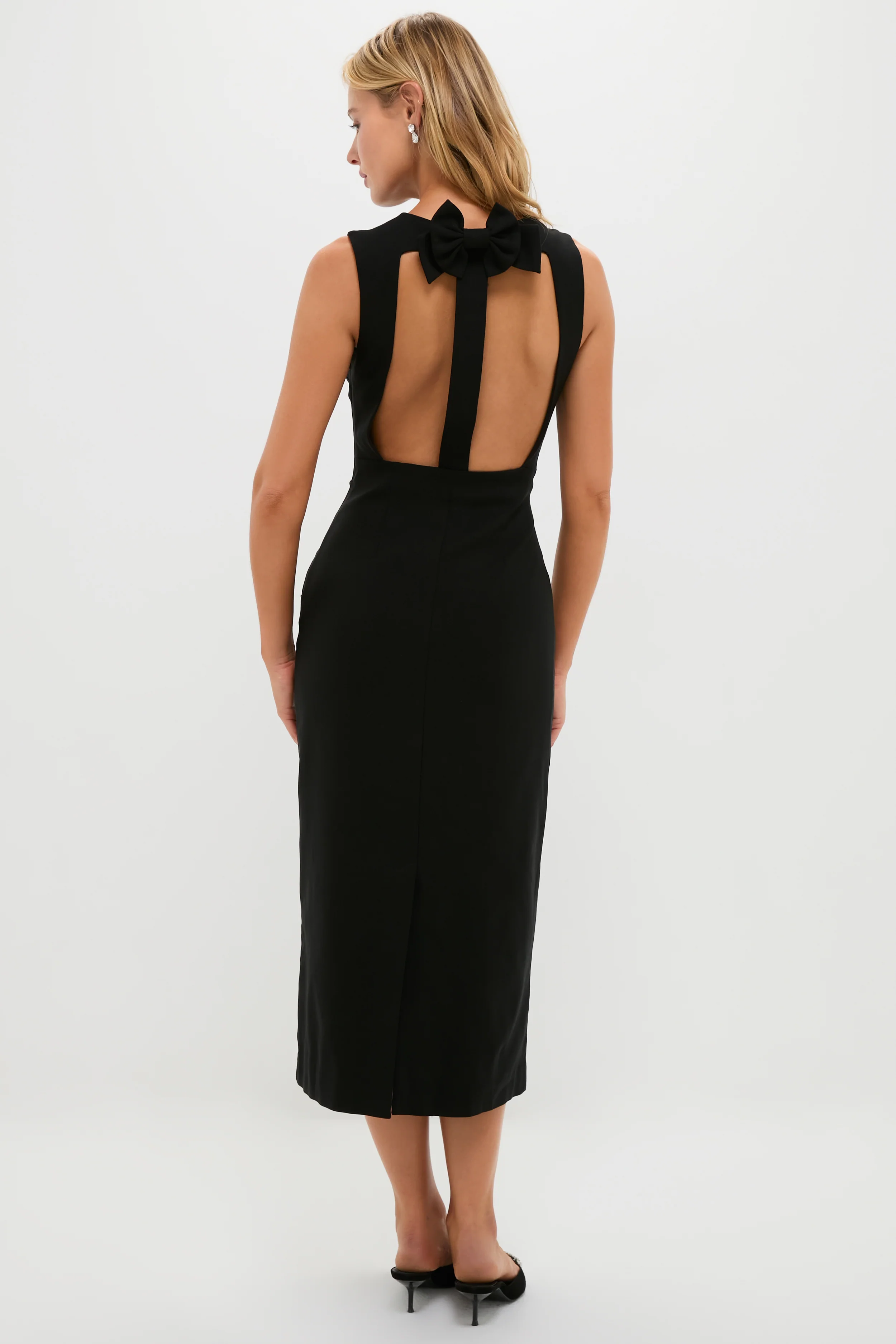 Black Open Back Bow Ambrose Midi Dress - Image 5