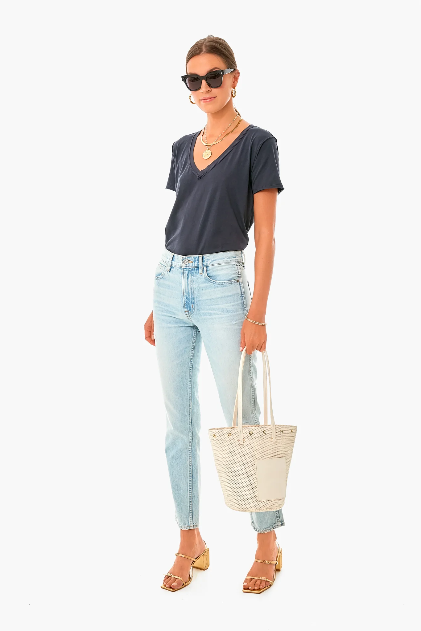 Black Organic Cotton V Neck Tee - Image 2