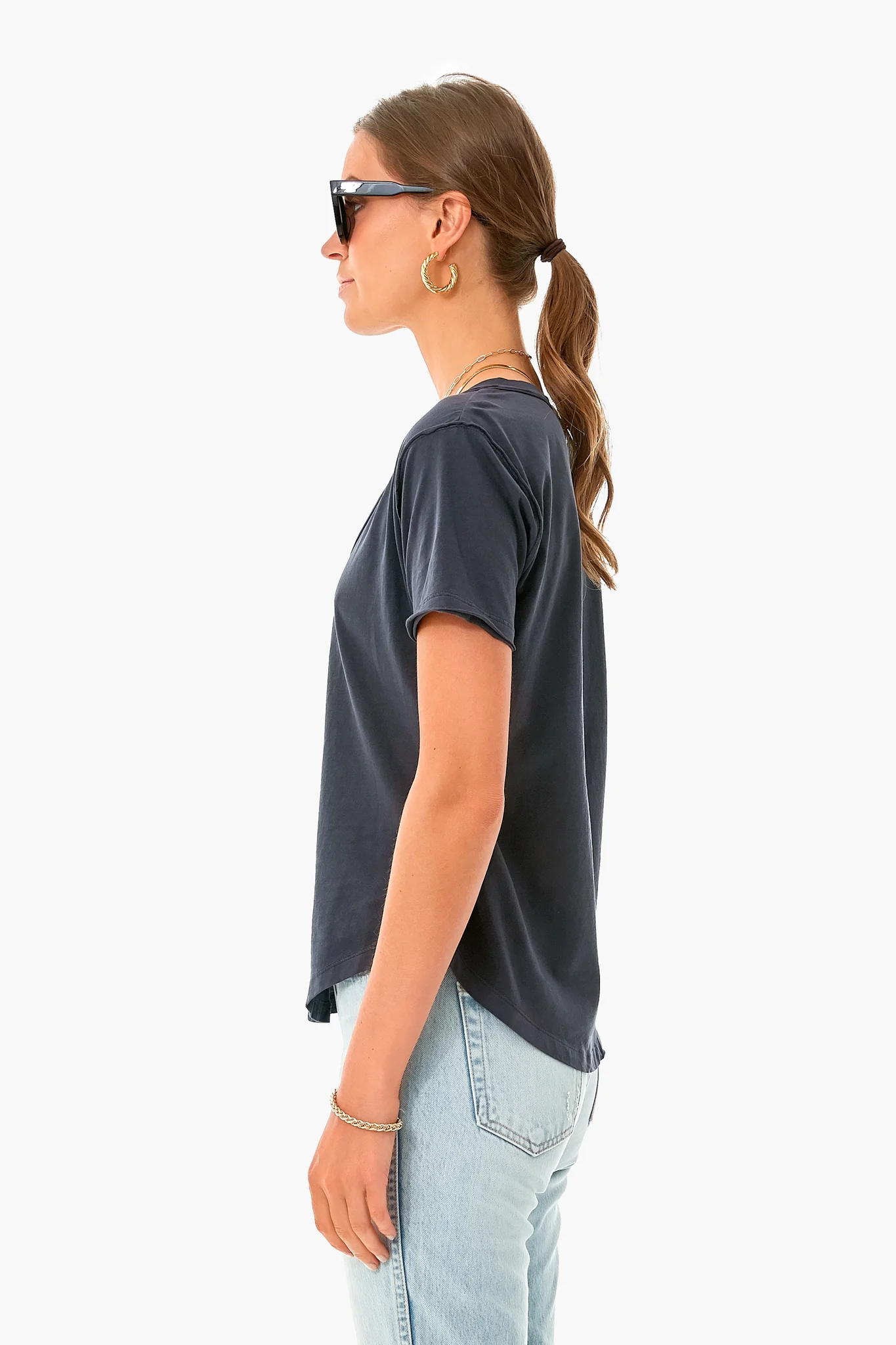 Black Organic Cotton V Neck Tee - Image 3