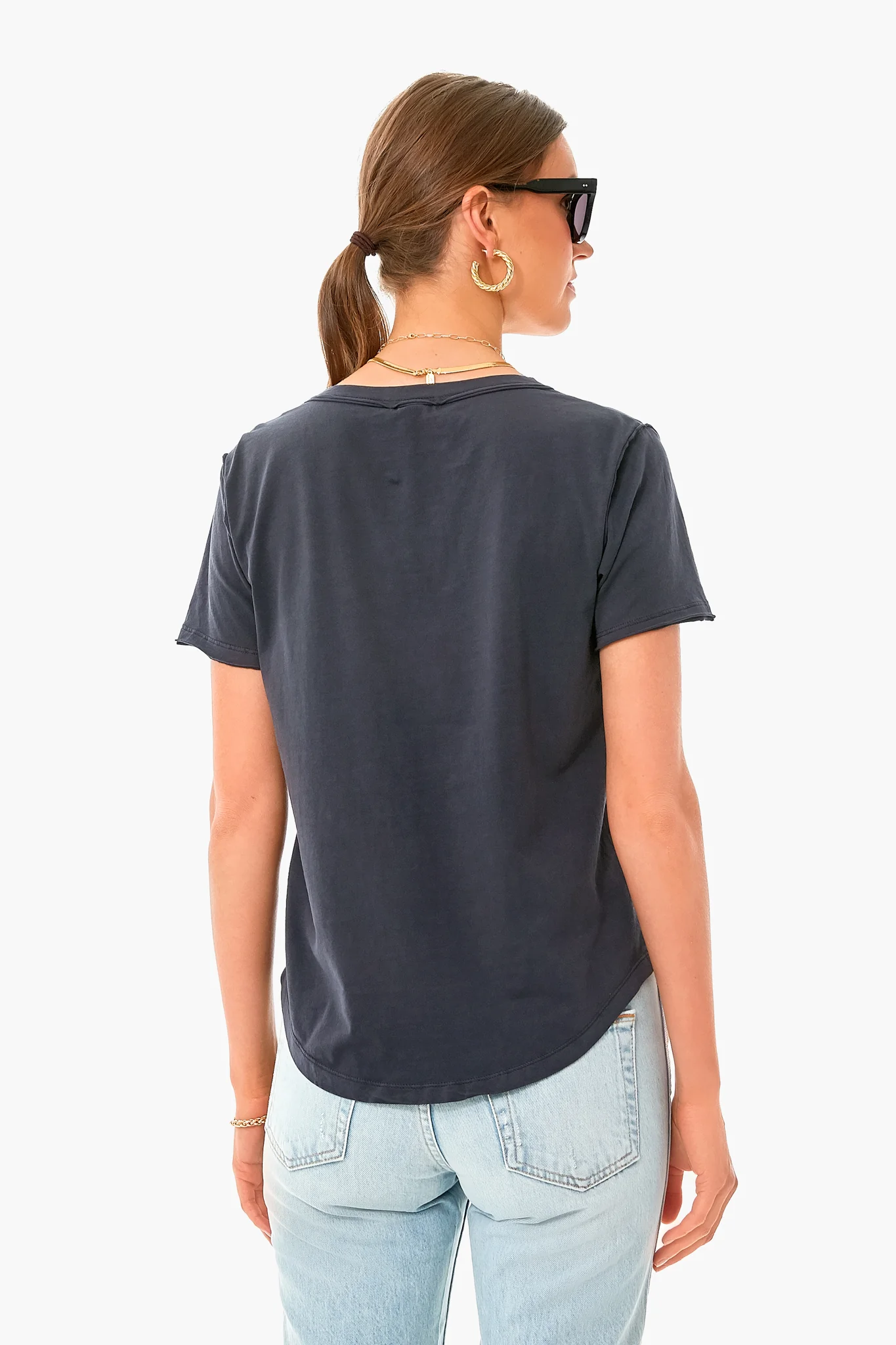 Black Organic Cotton V Neck Tee - Image 4