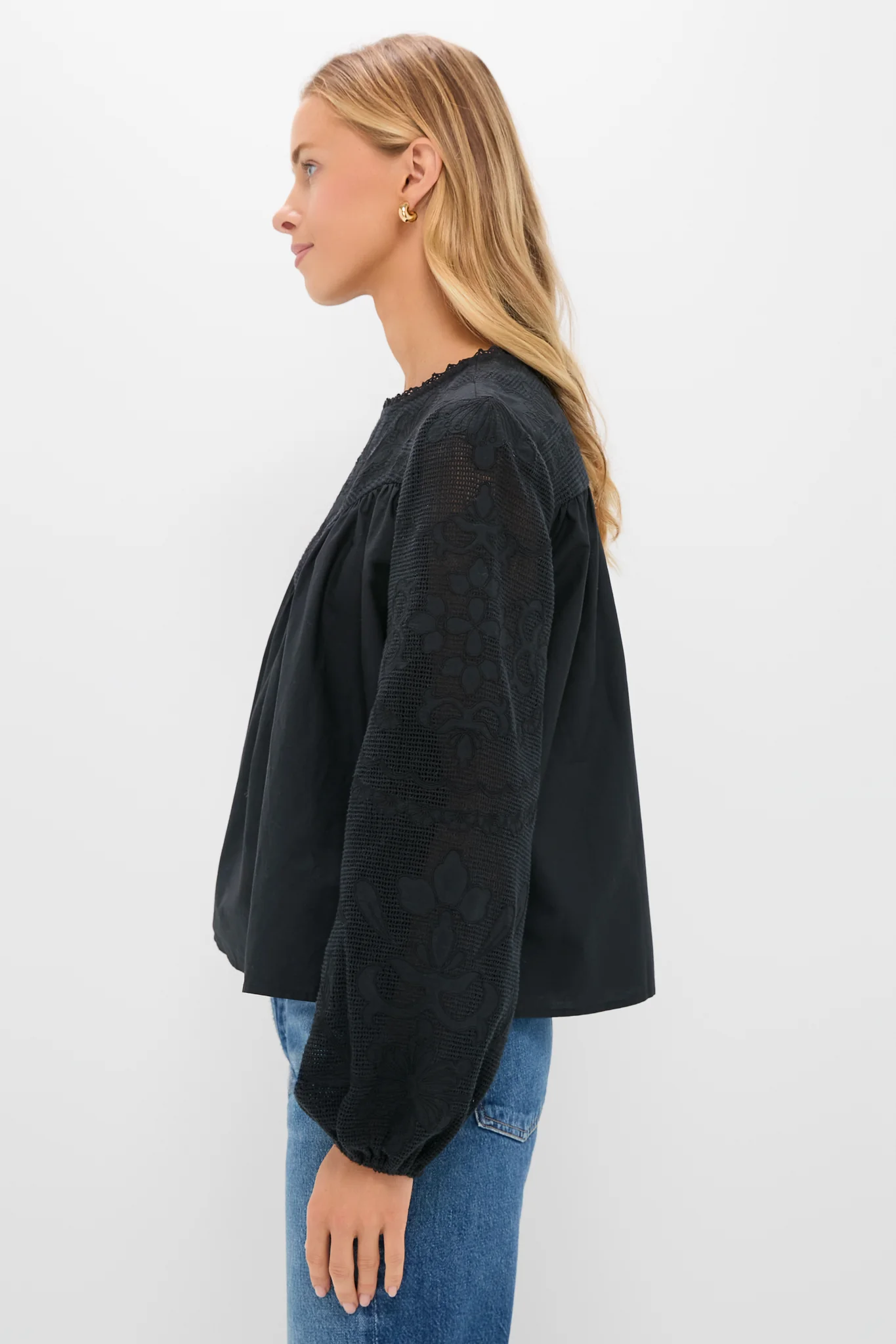 Black Patchwork Embroidered Cressida Blouse - Image 3