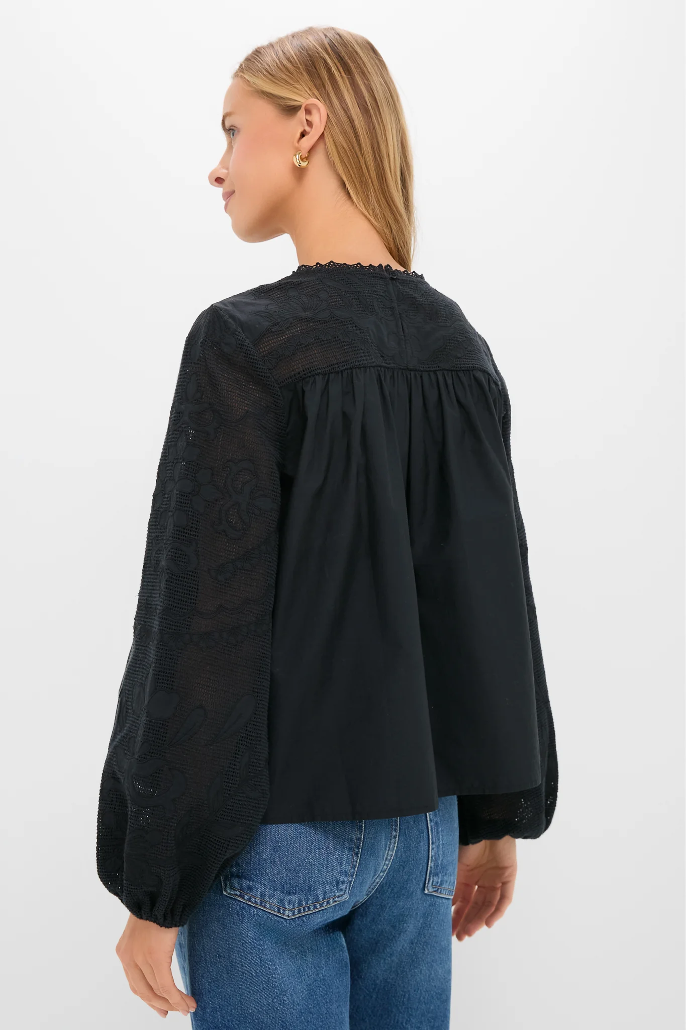 Black Patchwork Embroidered Cressida Blouse - Image 4